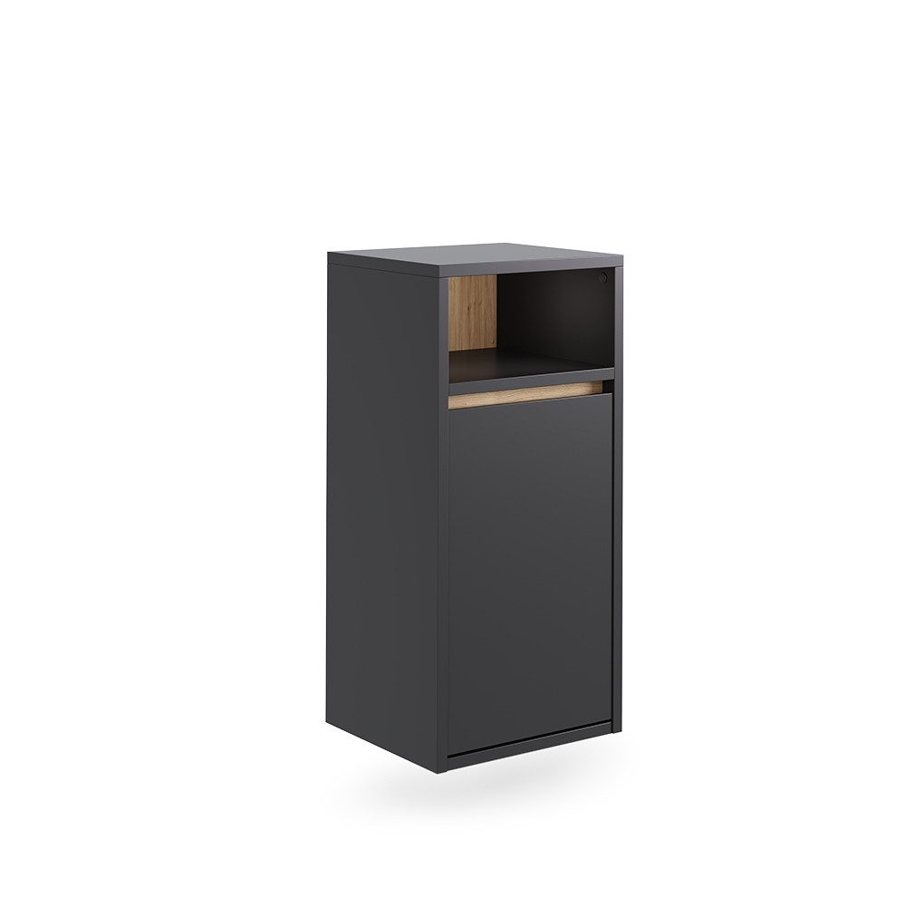 Vicco Wäscheschrank Viola, Grau/Artisan/Artisan, 38 x 80 cm mit Wäschkorb günstig online kaufen