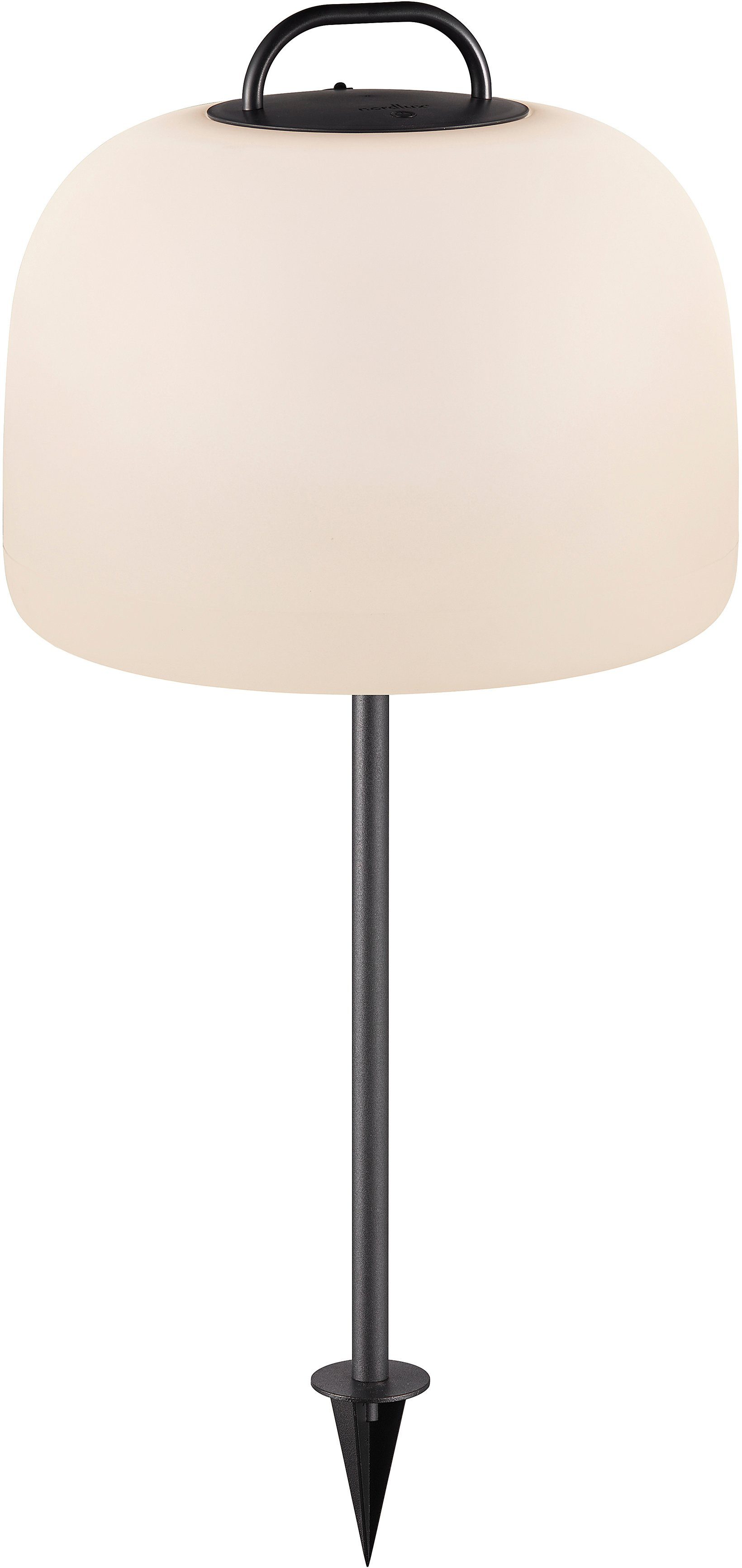 Nordlux Gartenleuchte Kettle, Dimmer, Dimmfunktion, USB-Anschluss mit Ladefunktion, LED fest integriert, Warmweiß, Erdspieß Metall,+LED, Batterie, integrierter Dimmer, Außen und Innen