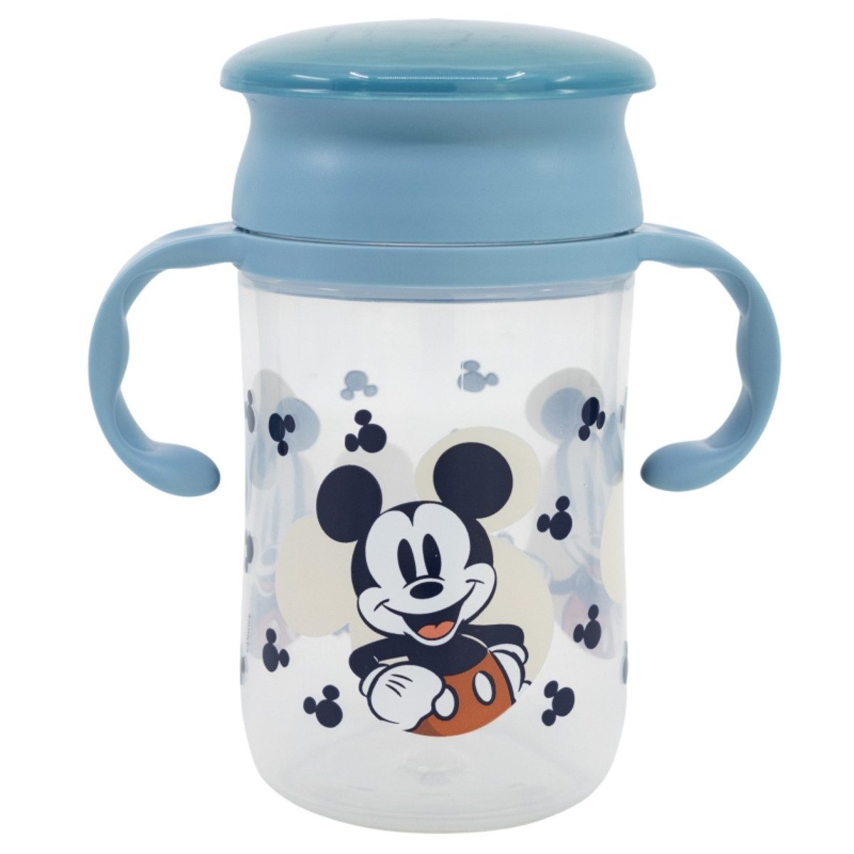Disney Mickey Mouse Trinkflasche Trinklernbecher 395 ml – 360° Becher mit Griffen und Deckel
