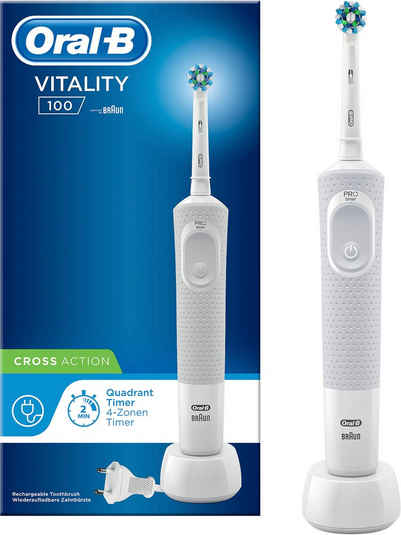 Oral B Elektrische Zahnbürste Vitality 100 CrossAction Weiß, Aufsteckbürsten: 1 St.