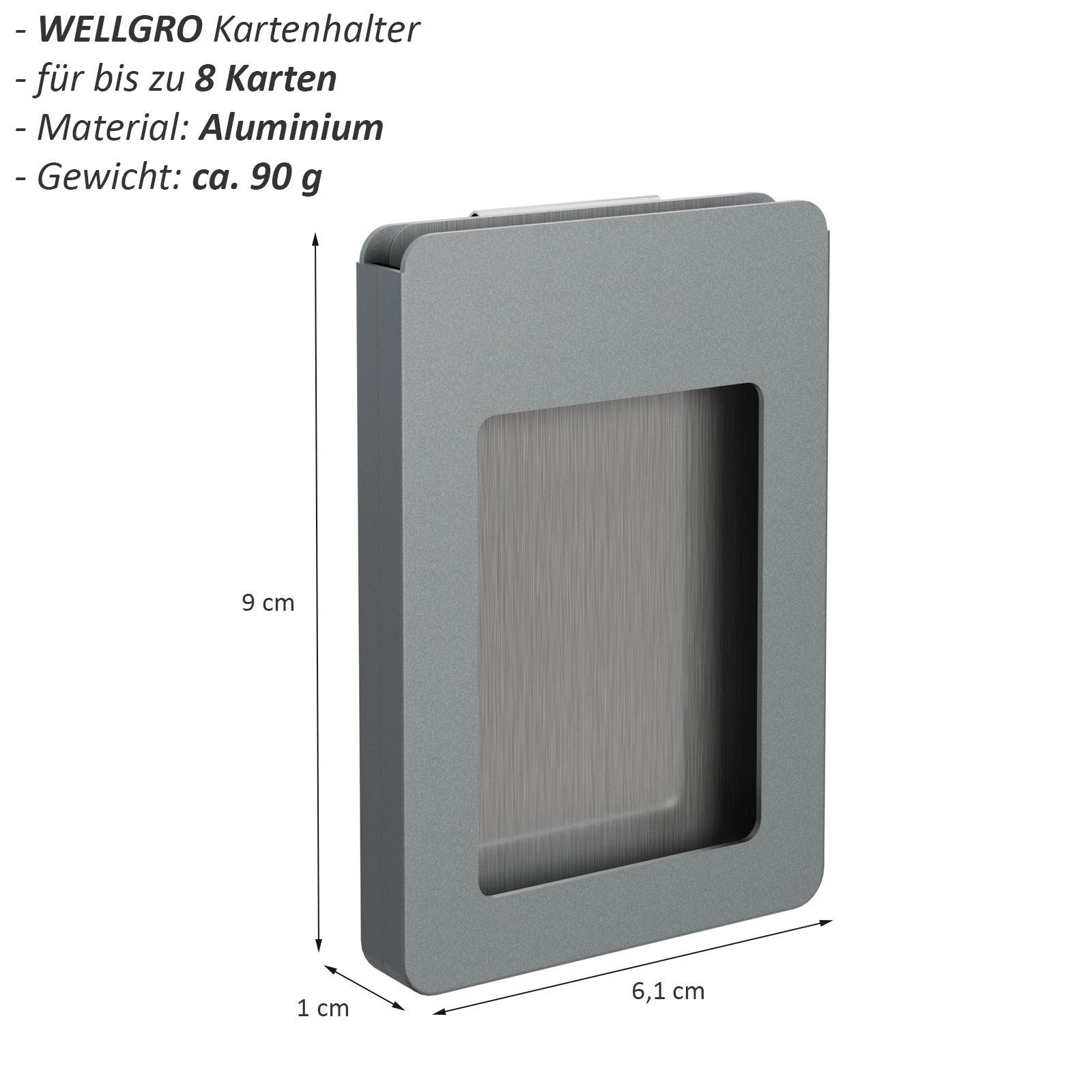 Wellgro Aluminium - Grau aus Kartenhülle Geldklammer Geldbörse Kartenhalter mit