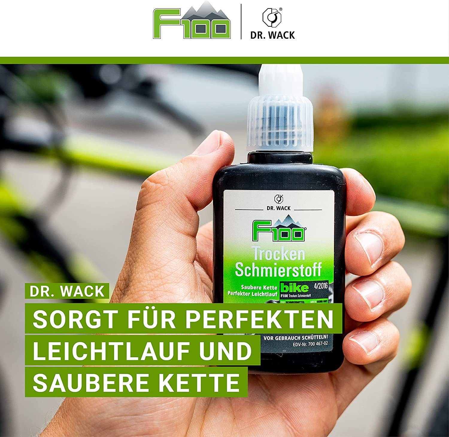 DR WACK Fahrrad-Montageständer Dr.Wack Schmierstoff MTB Fahrrad Ebike Pflege Road F100 Trocken 50ml