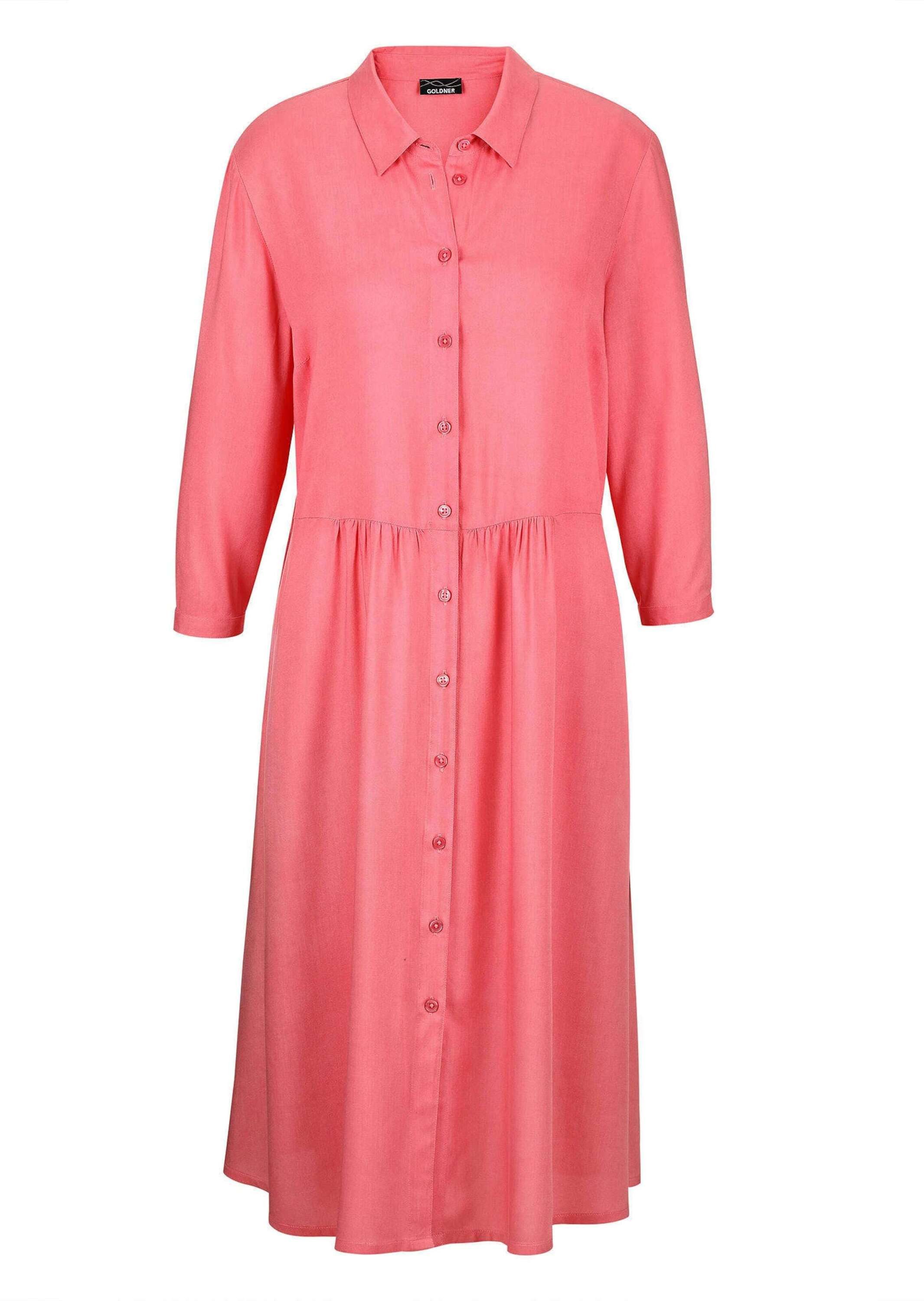 GOLDNER Sommerkleid Luftiges Hemdkleid mit Knopfleiste, Midi Kleid in sportivem Look mit Hemdkragen und Taschen
