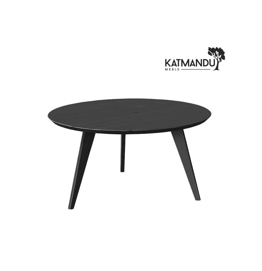 Katmandu Couchtisch Orbetello Ø90 cm – Runder Holztisch aus Eiche, schwarz lackiert (1-St), Massivholz hochwertig verarbeitet