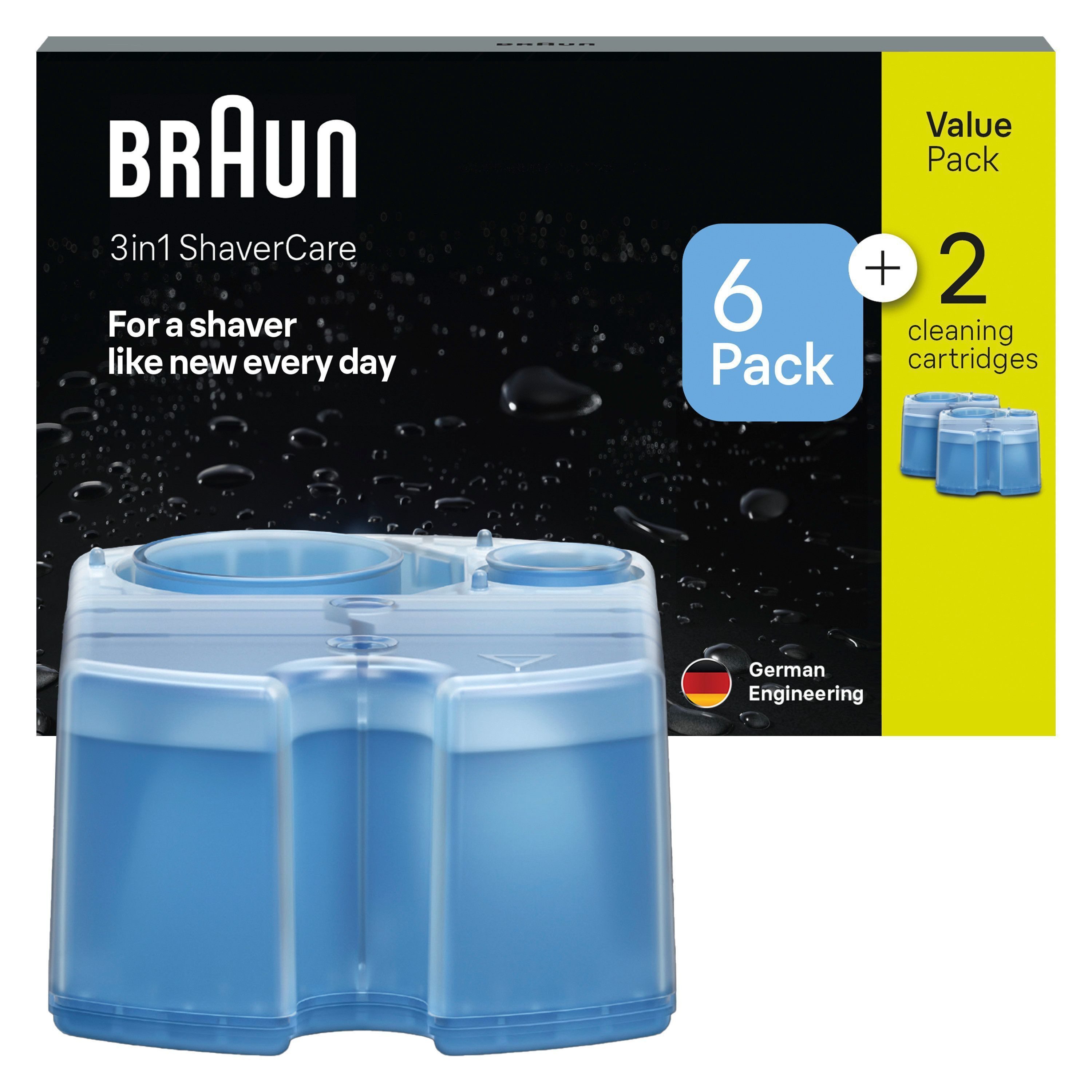 Braun 3-in-1 ShaverCare Reinigungskartuschen Електробритва Reinigungslösung (reinigt 10x besser als Wasser, mit Zitrusduft)
