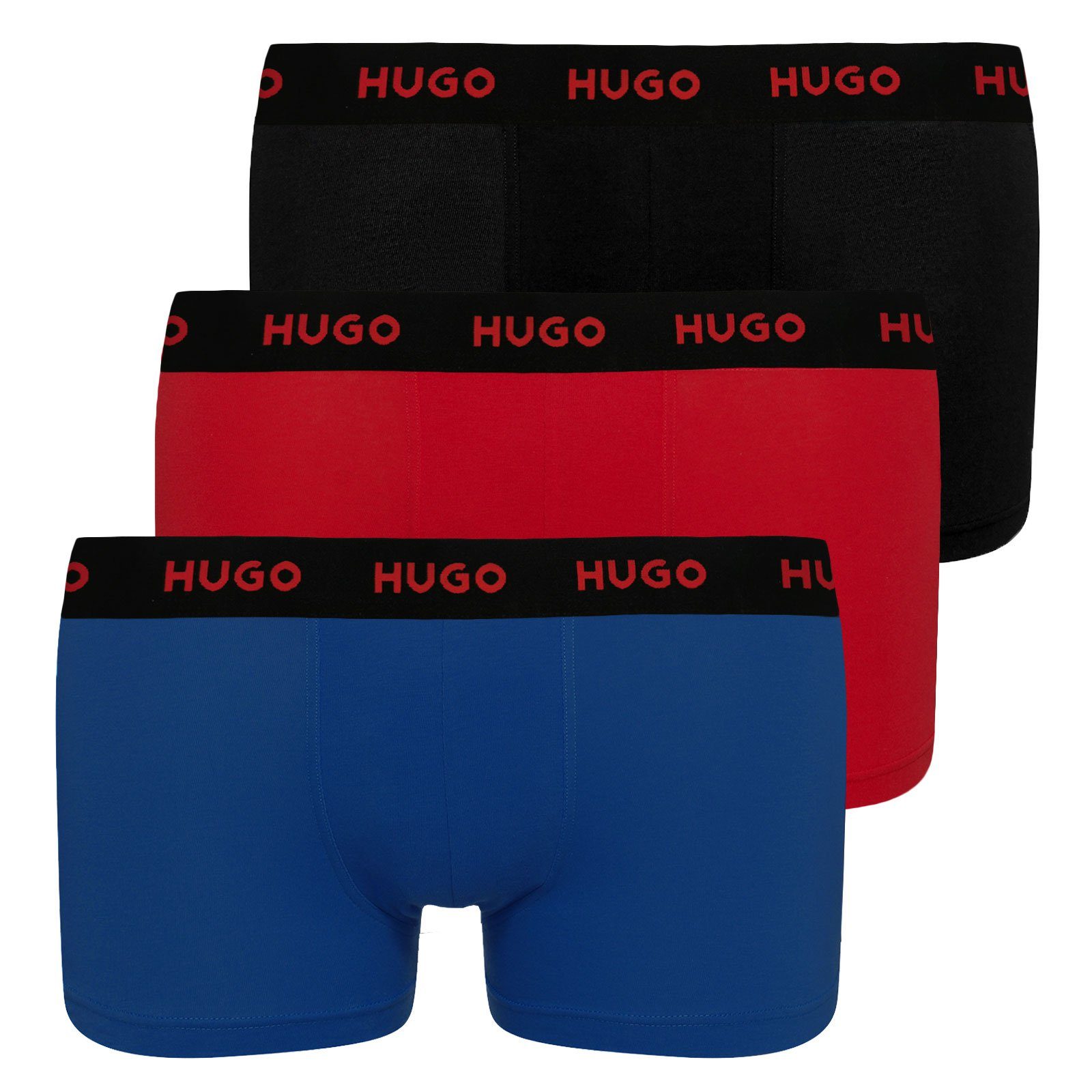 blue (3-St., mit black umlaufendem red Pack HUGO Bund / / 3er Markenschriftzug Trunk am 971 Triplet Set)