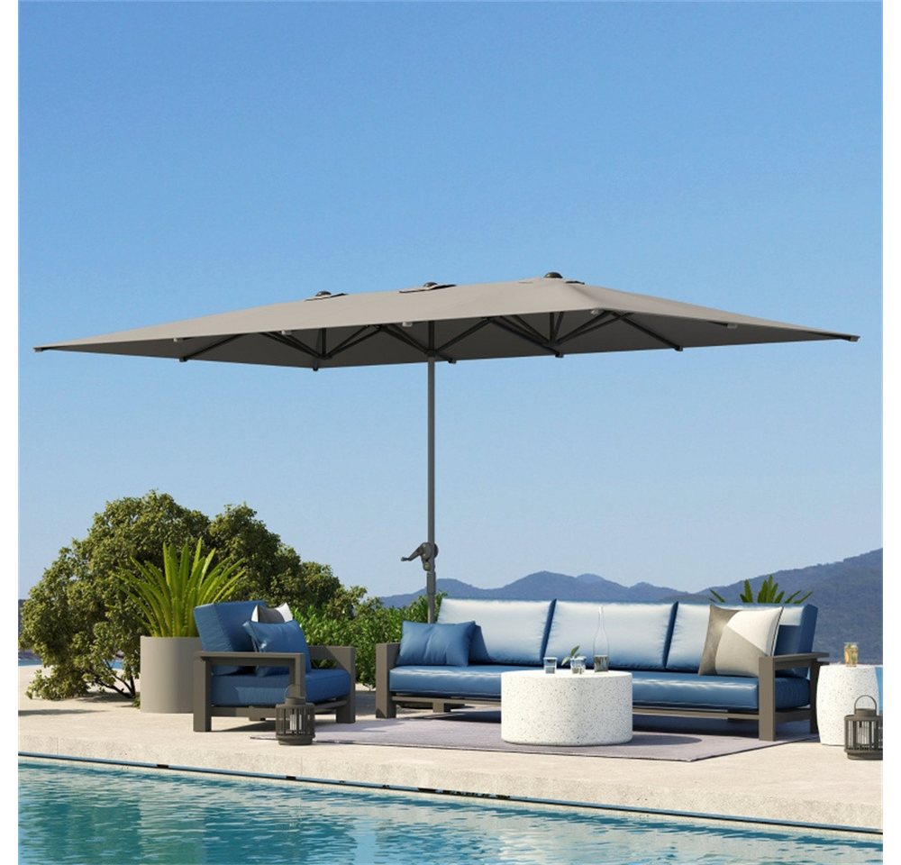 Thumbnail - OKWISH Sonnenschirm Gartenschirm Balkonschirm Marktschirm, LxB: 451x264 cm, Doppelsonnenschirm 451x264 cm mit Kurbel, UV...