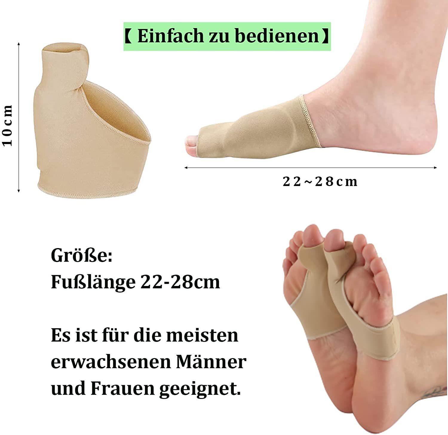 COOL-i ® Hallux-Bandage Hallux Valgus Zehenspreizer & Socken-Set,bei Ballenzeh, Zehenkorrektur mit Seitenschutz – Rutschfeste