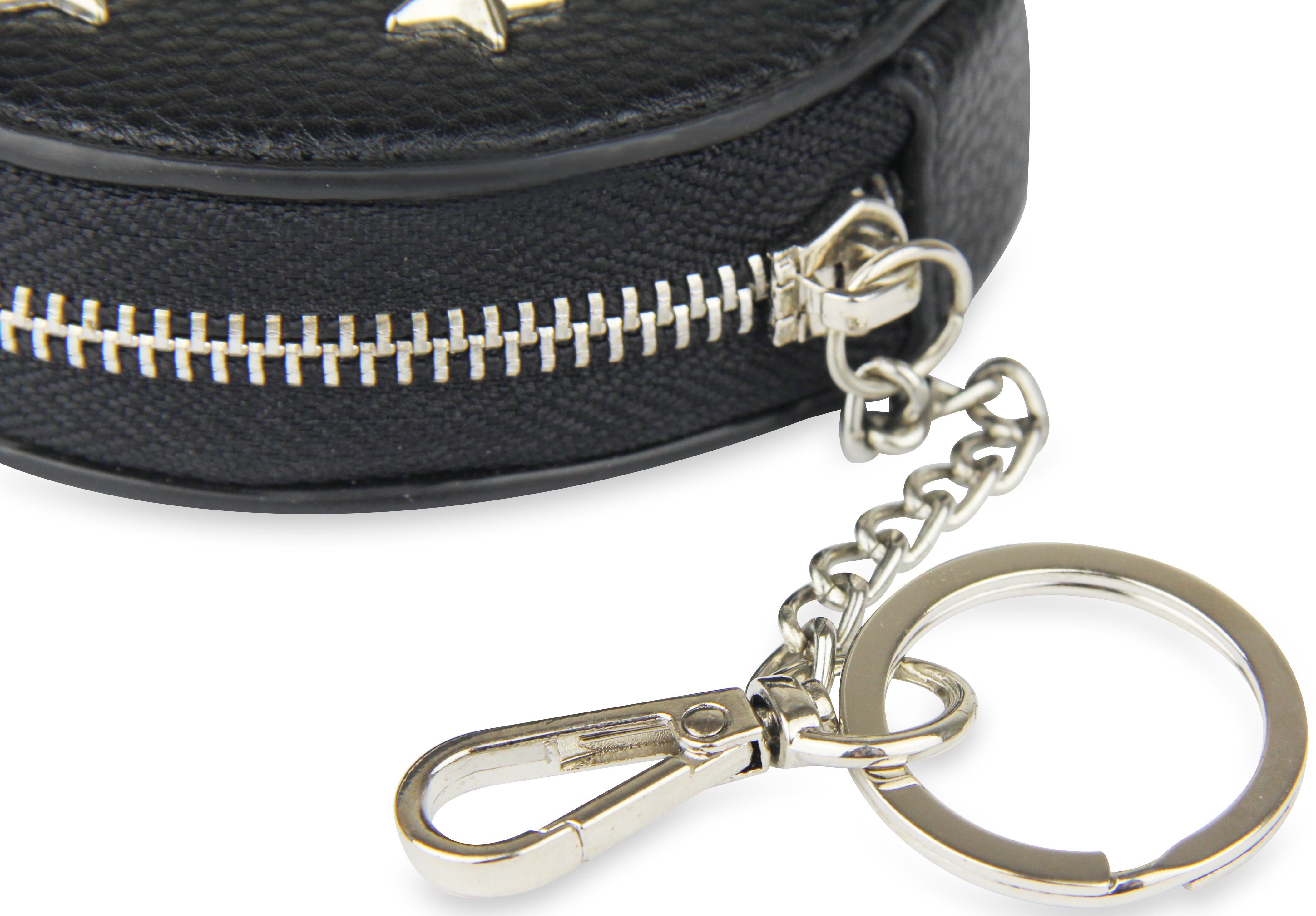 Münzgeldbeutel Rosa Mit Blumen - Kleine Leder Schlüsseltasche Für Damen