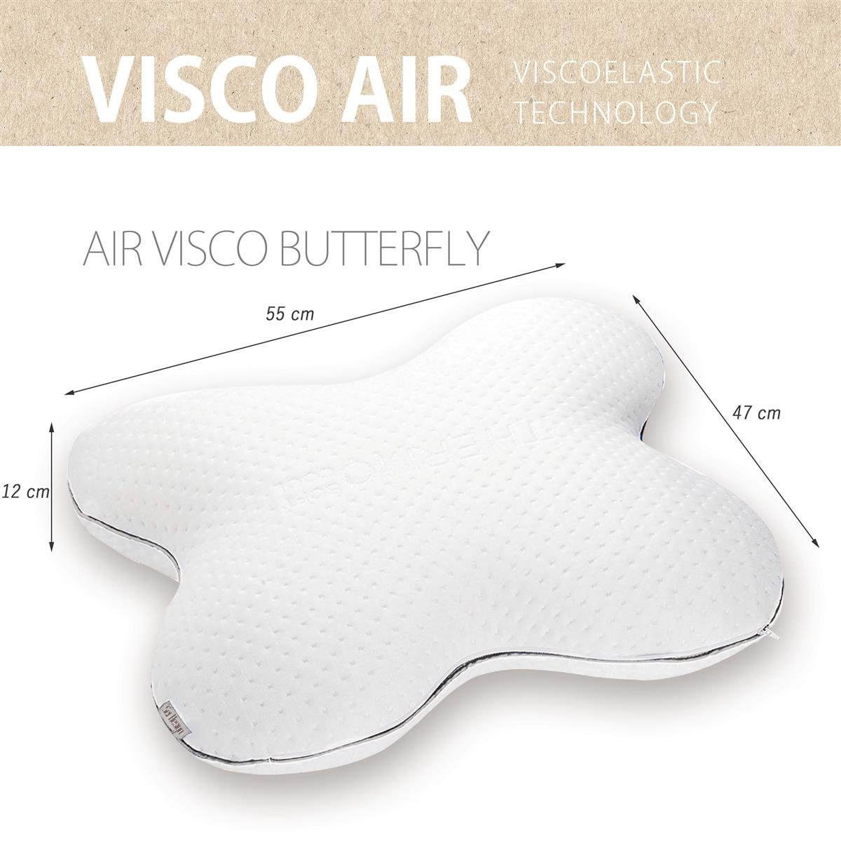 BASF Memory-Schaum deutscher Butterfly, Bezug: Rückenschläfer, Seitenschläfer, Qualitätsschaum Design, Bauchschläfer, Viscoelastischer Nackenstützkissen Visco von - Thermoregulierender Bezug, SEI Air