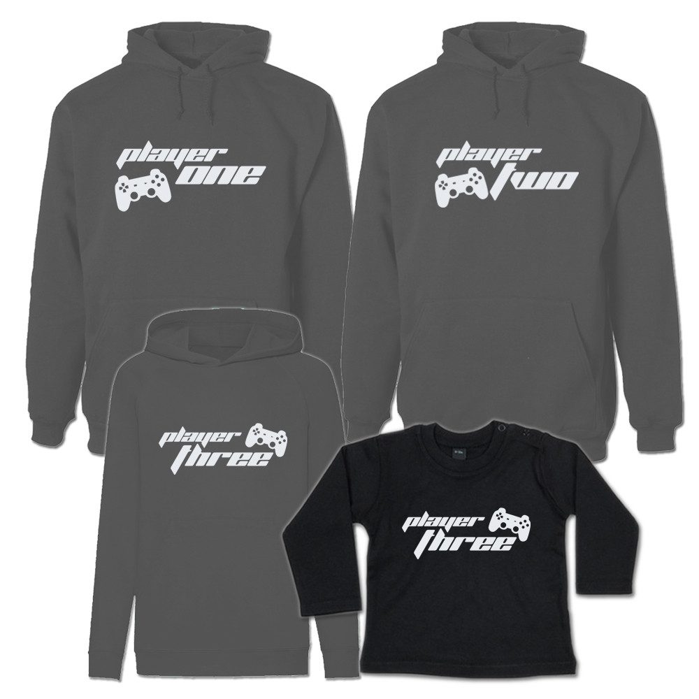 G-graphics Kapuzenpullover Player 1, 2, 3 & 4 (Familienset, Einzelteile zum selbst zusammenstellen) Kinder & Erwachsenen-Hoodie & Baby Sweater