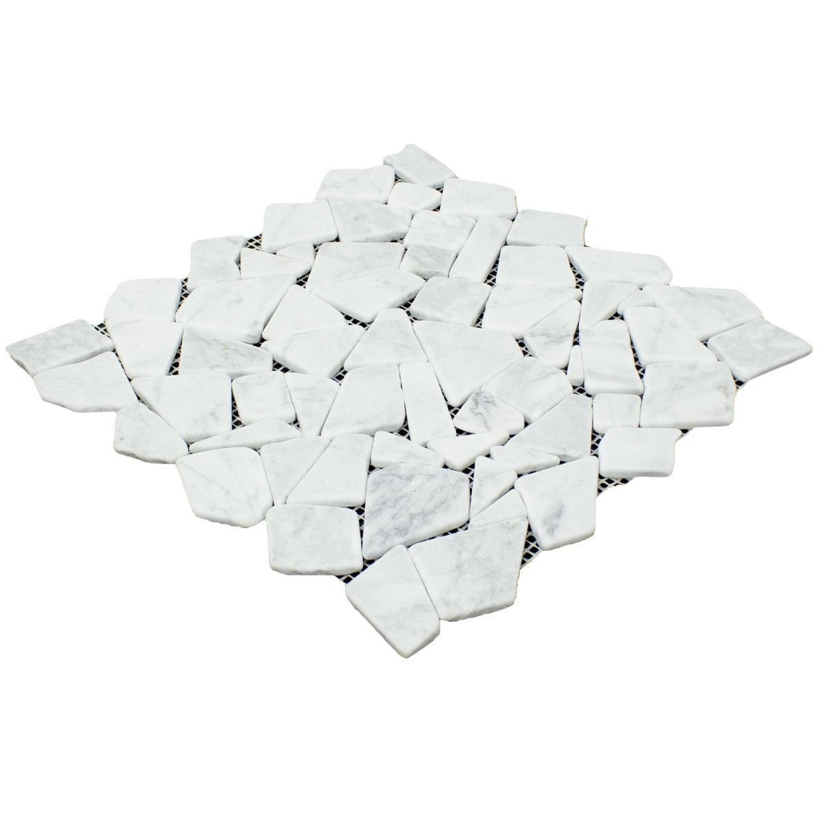 Mosafil Mosaikfliesen Marmor Bruch Mosaikfliesen Mareblu Carrara Weiss, Naturstein-Marmor 30.500x30.500, weiß, Frostsicher - Wasserfest - Rutschfest
