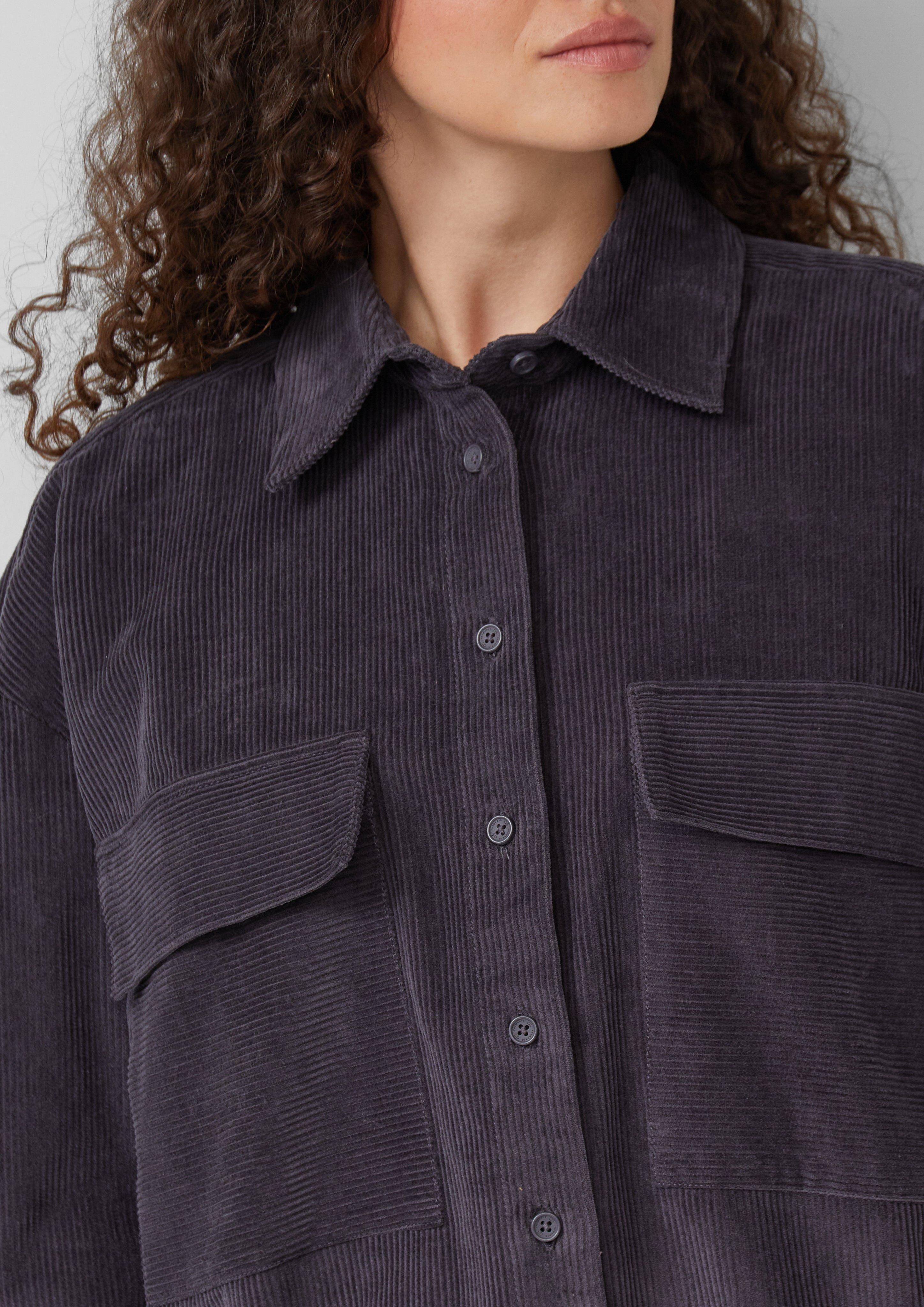 QS Langarmbluse Bluse aus Baumwollcord günstig online kaufen