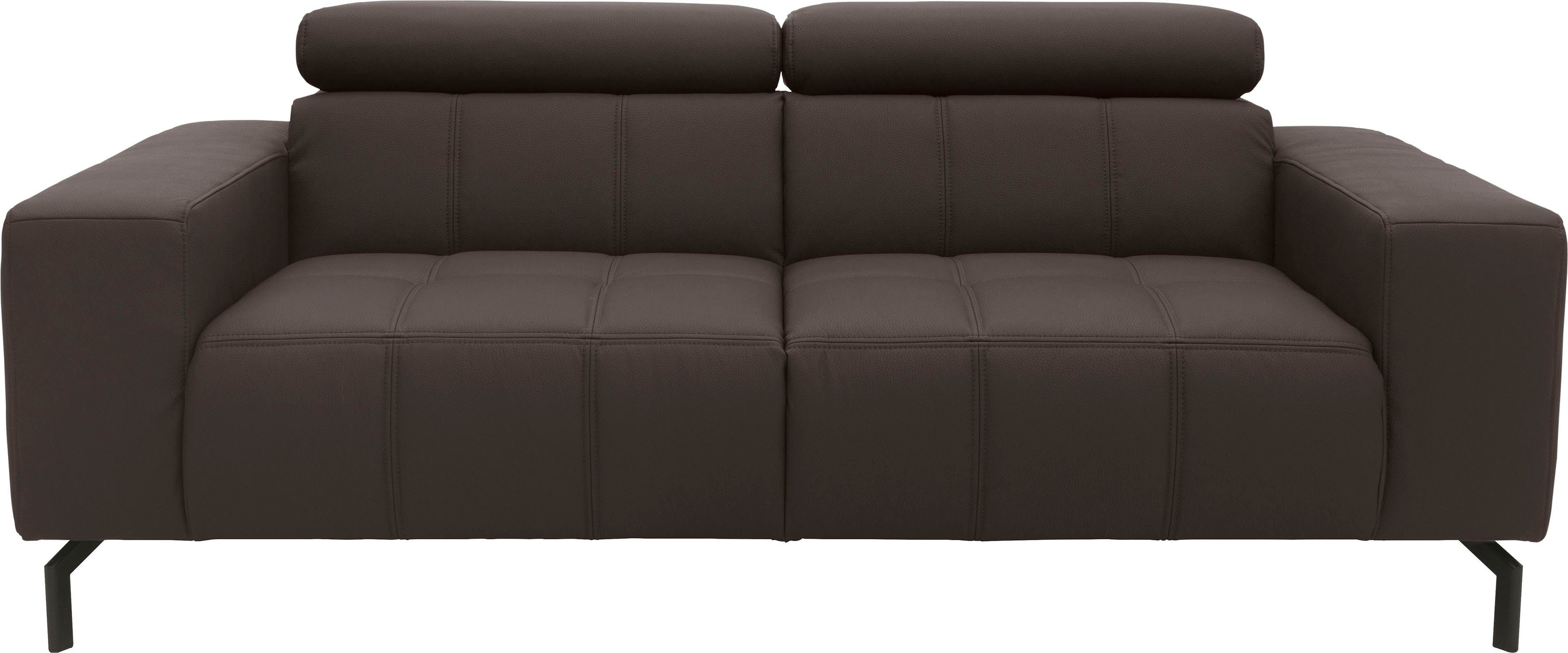 DOMO collection 2-Sitzer Cunelli zeitlos und elegant, moderne Sitznähte als Designelement, wahlweise mit 6-fach verstellbaren Kopfteilen, fester Sitzkomfort