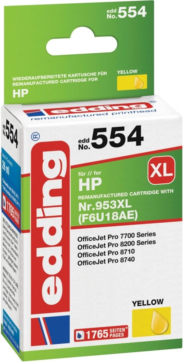 edding Druckerpatrone für HP No. 953XL (F6U18AE) yellow Nachfülltinte (x)