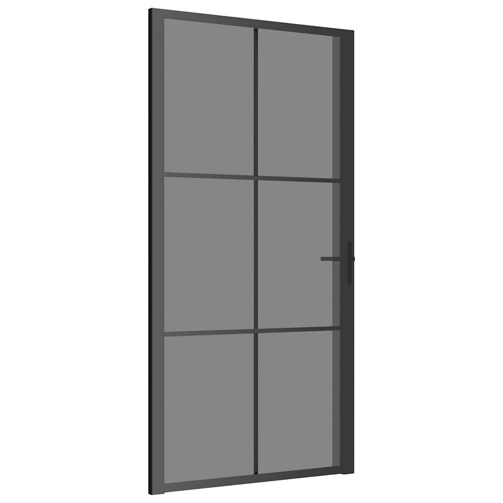 vidaXL Haustür Innentür 102,5x201,5 cm Schwarz ESG-Glas und Aluminium (1-St)