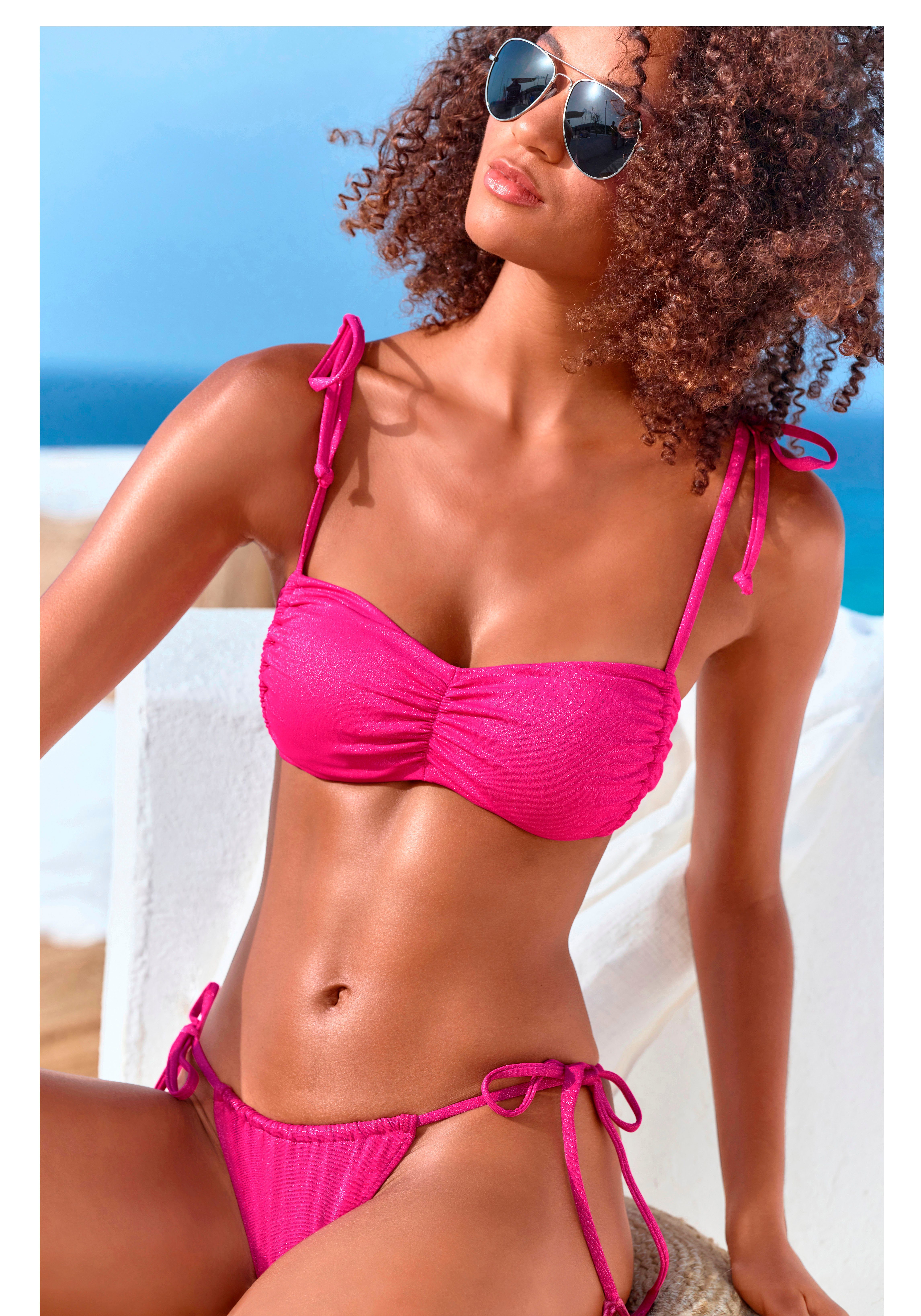 LASCANA Bikini-Hose Glitter in knapper Form, regulierbar günstig online kaufen