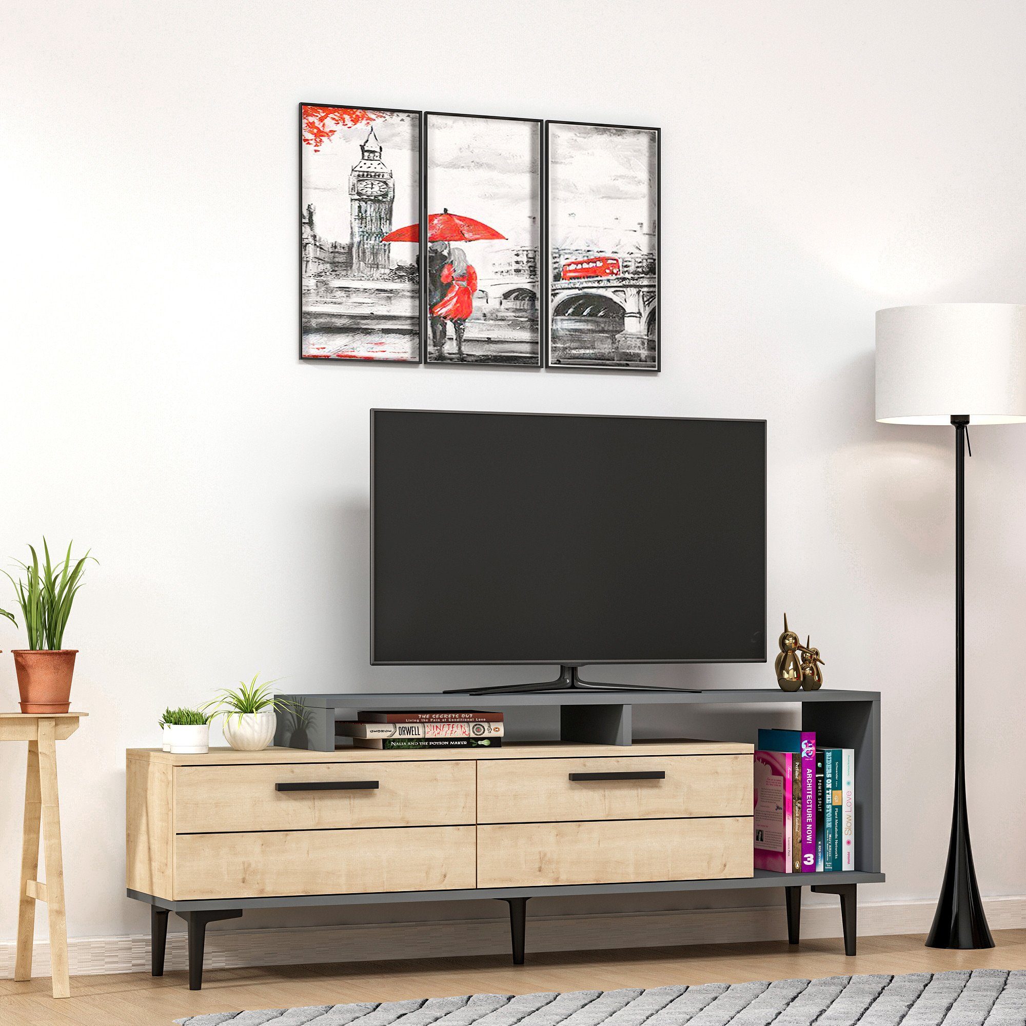 Skye Decor TV-Schrank 54x150x31,4 Partikelplatte Schränke, 100% cm, Melaminbeschichtete