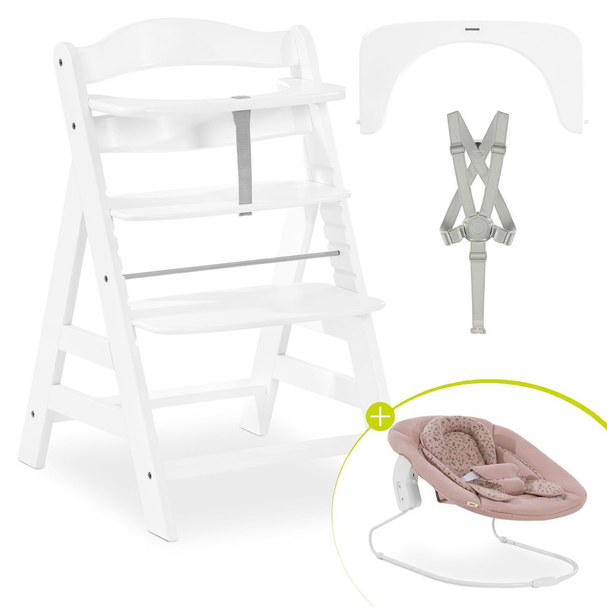 Hauck Hochstuhl Alpha Plus White Newborn Set - Bambi Rose, Mitwachsender Ho günstig online kaufen