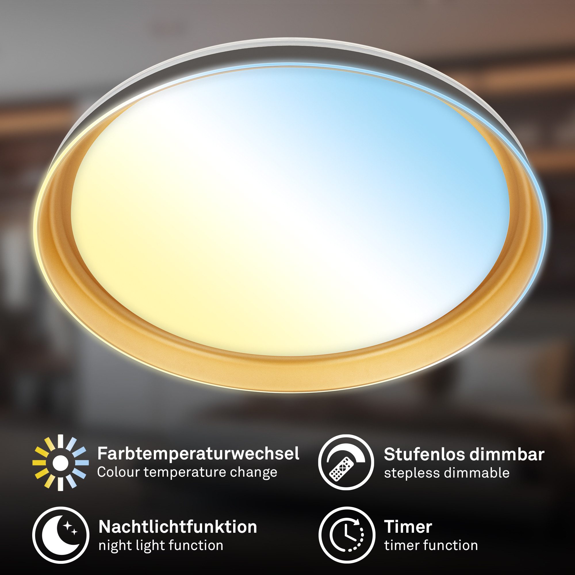 Briloner Leuchten Deckenleuchte LED Deckenlampe modern Wohnzimmerlampe Schlafzimmer, CCT, LED fest integriert