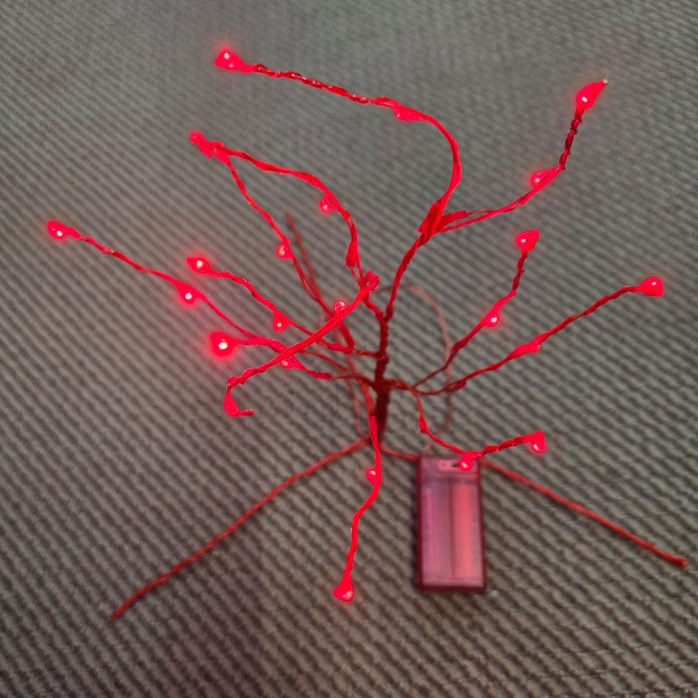 STAR TRADING LED-Leuchtzweig 725-55 LED Minitree 30x15 cm rot Batteriebetrieb