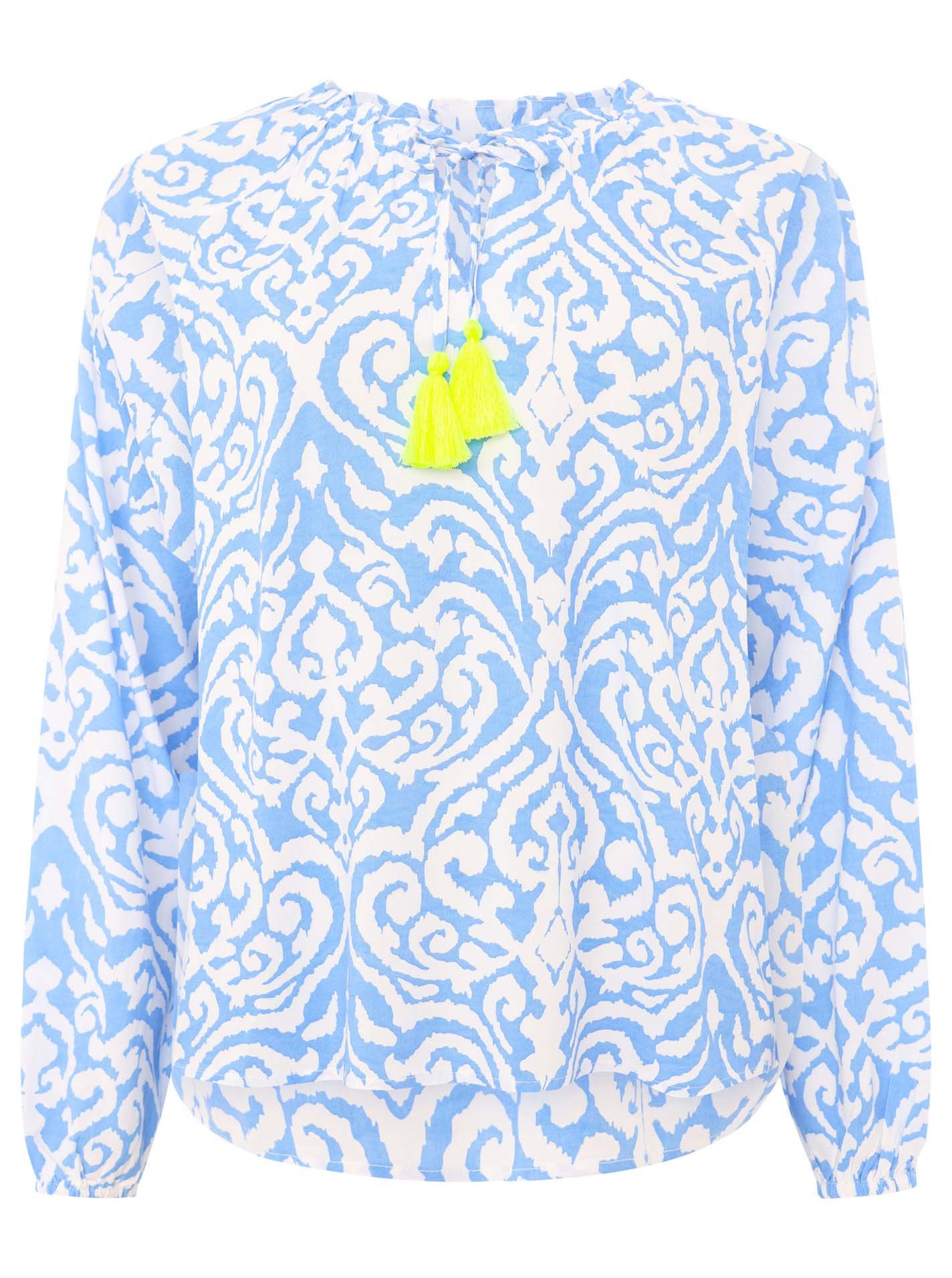 Zwillingsherz Schlupfbluse "Ornamente" Lamgarm, Ornament-Muster, Tasseln, V günstig online kaufen