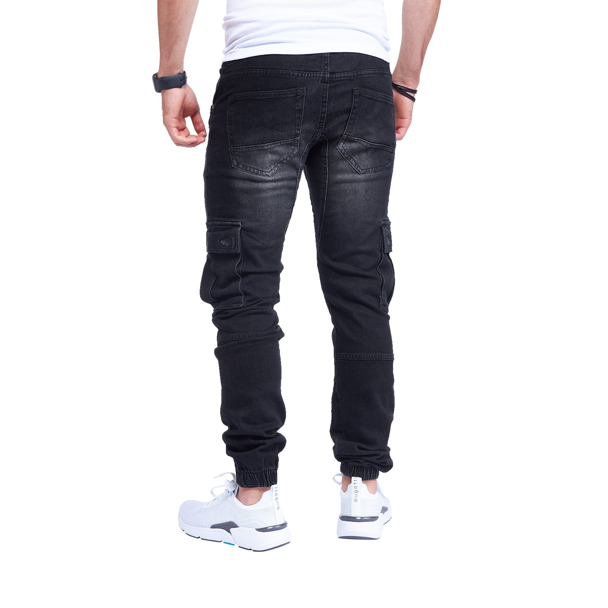 8004 Black Männer Stretch Hose Herren Slim Jeans Jogger Chinohose Styleko Casual Jungen Pants Jeans Denim fit Cargo Freizeithose Herren Cargohose für Jeans Destroyed Regular