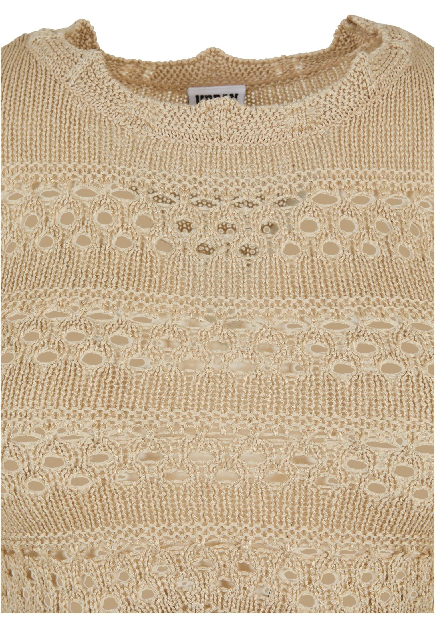 Knit URBAN CLASSICS Sweater Crochet softseagrass (1-tlg) Cropped Kapuzenpullover Ladies Damen