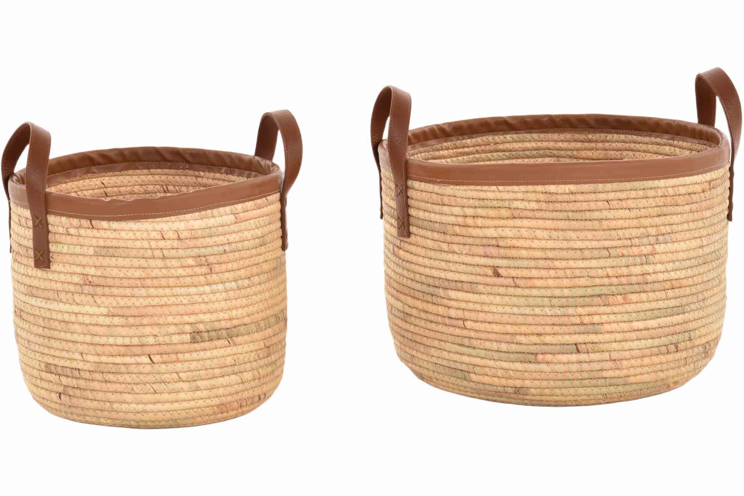 Krines Home Flechtkorb Set/2 Seegras Dekokörbe zur Aufbewahrung Korb (Natur, Rund Ø40/ Ø30cm) (2 St., 2x Körbe), Handgearbeitet Flechtkorb Natur