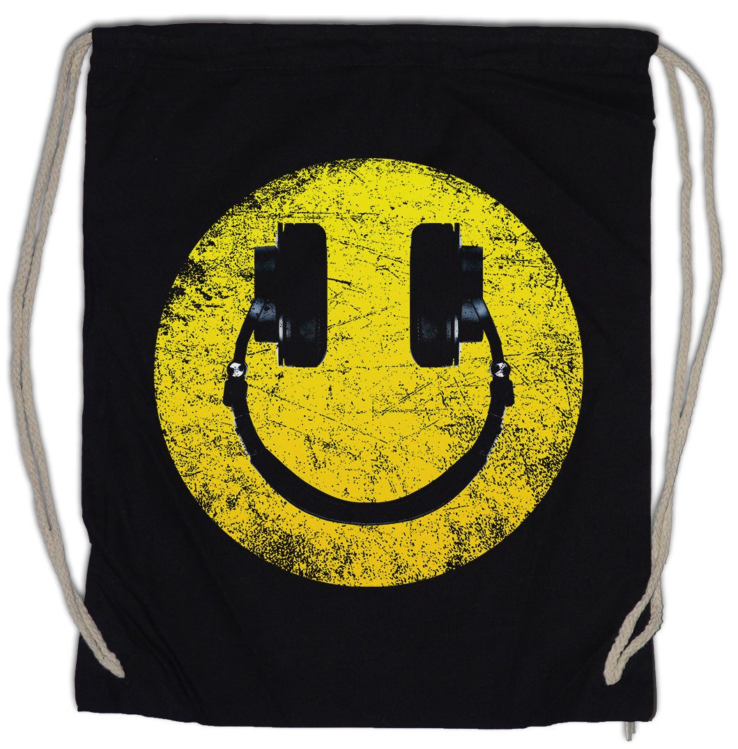 Urban Backwoods Turnbeutel Headphones Smile Turnbeutel Dj Disco Electro Techno Rave Club Rap MC (1-tlg), Hip Hop Music Musik