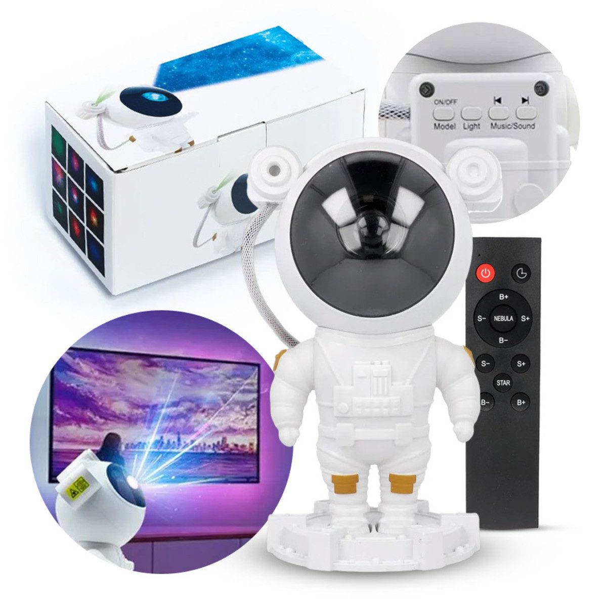Wisam Projektionslampe Astronaut Sternenprojektor X2062 Weiß LED
