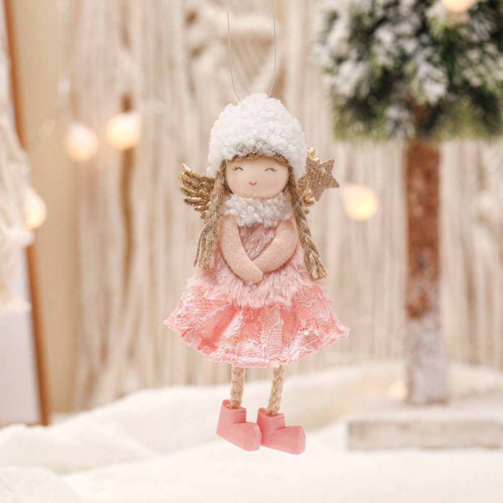 Hängen Engel Festival Weihnachten Hänge-Weihnachtsbaum Party Mode Anhänger Plüsch Puppe pink Blusmart