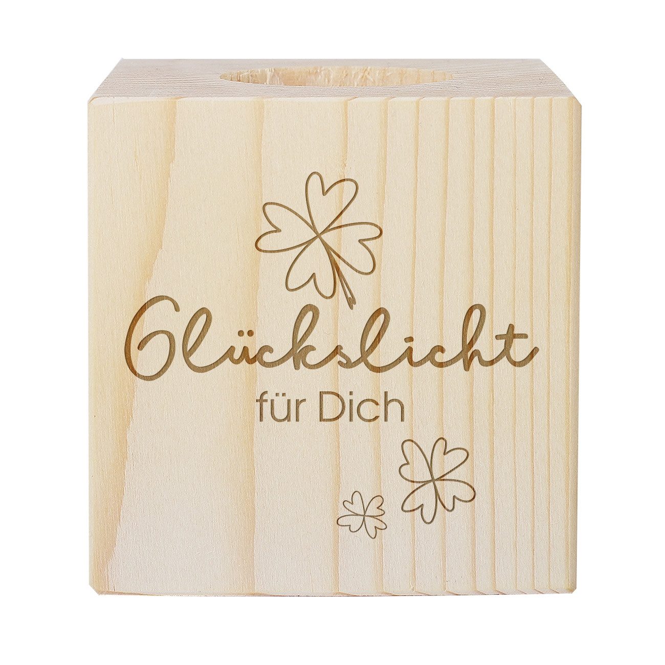 Herz & Heim Teelichthalter "Glückslicht für Dich", Würfelform günstig online kaufen