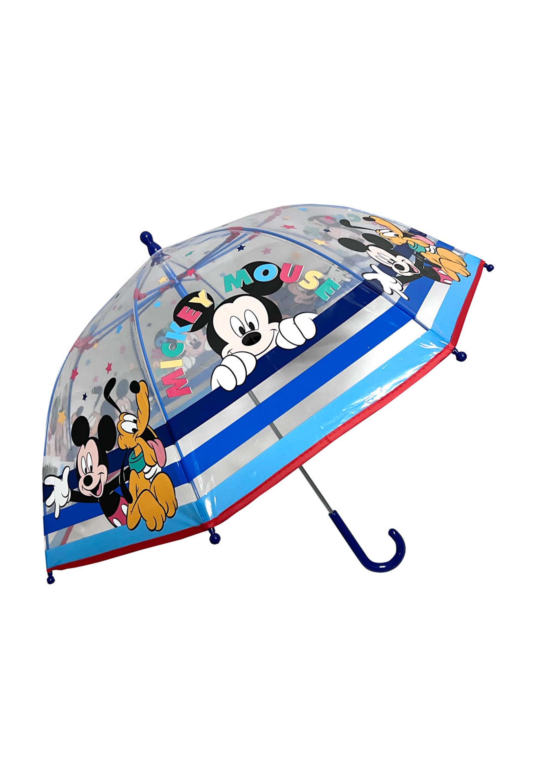 Disney Mickey Mouse Stockregenschirm Kinder Regenschirm transparent mit Metallgestell, windfest