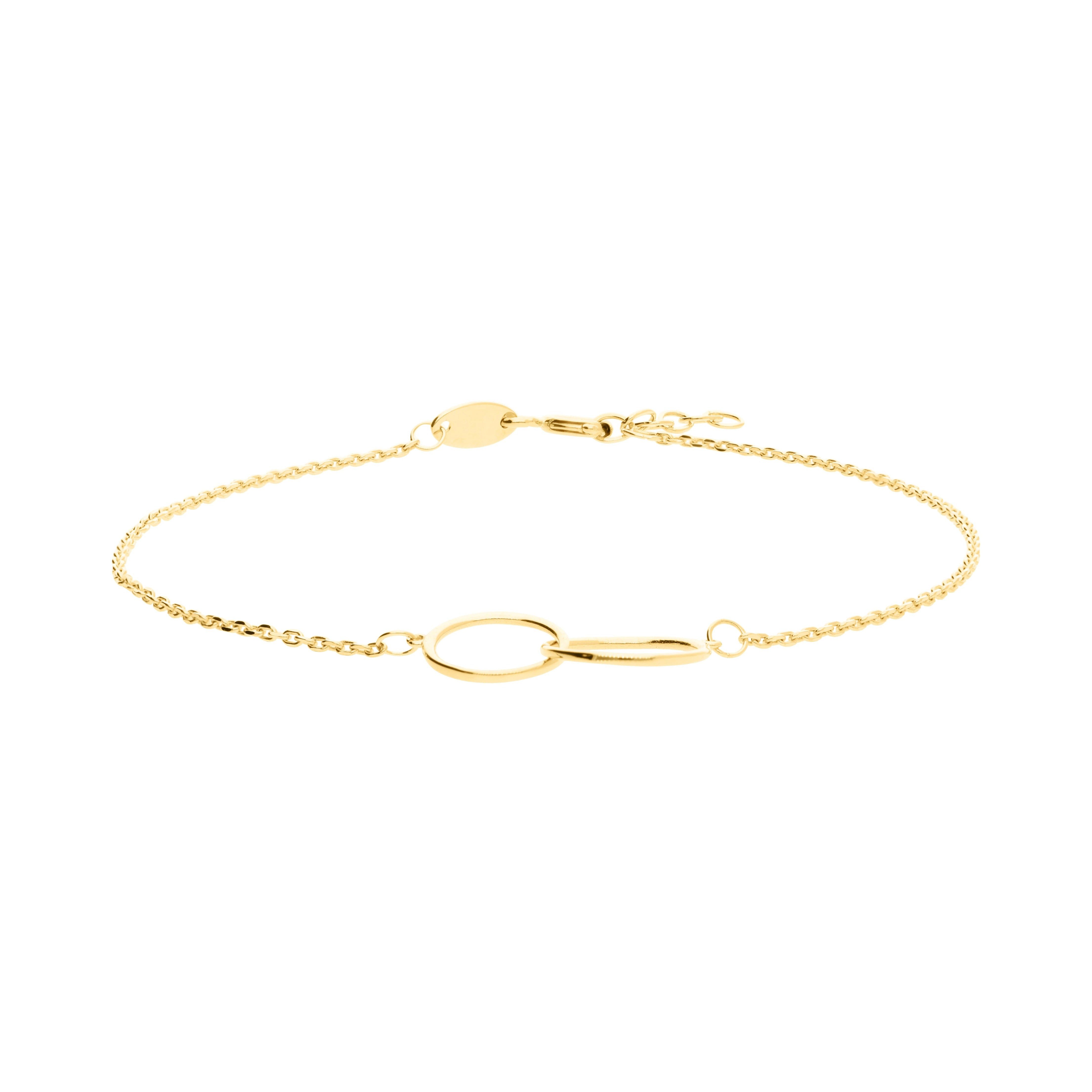 Suzan Gold Charm-Armband 375er Gold Armband – verschlungene Glieder, stilvoller Schmuck, Gelbgold 375, Länge: 17+2cm