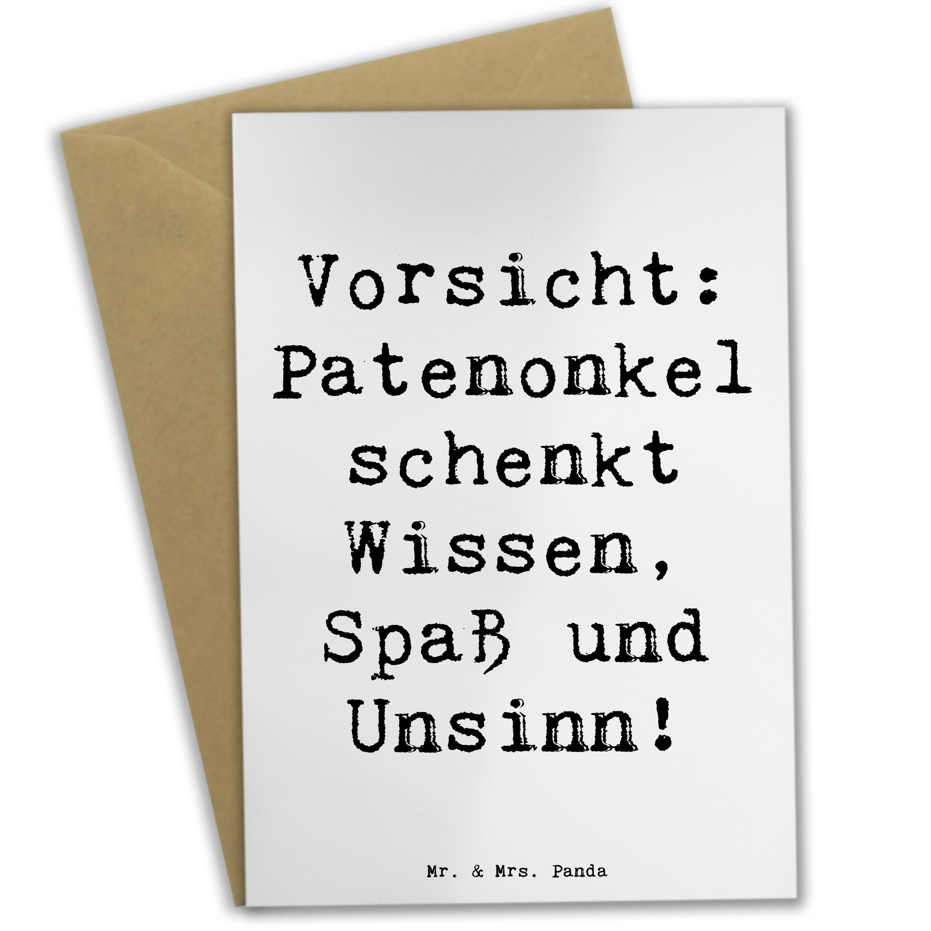 Mr. & Mrs. Panda Grußkarte Patenonkel Wissen Weiß Geschenk