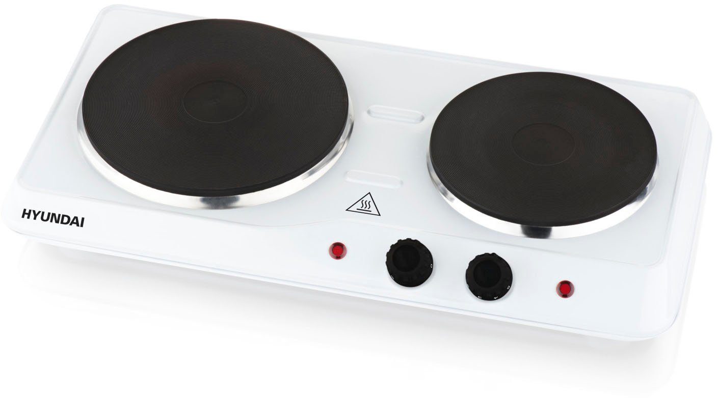 Hyundai Doppelkochplatte EP310W, 2500W, 2 Gussplatten: Ø 18,5 cm/1500W; 15,5 cm /1000W, Thermosicherung