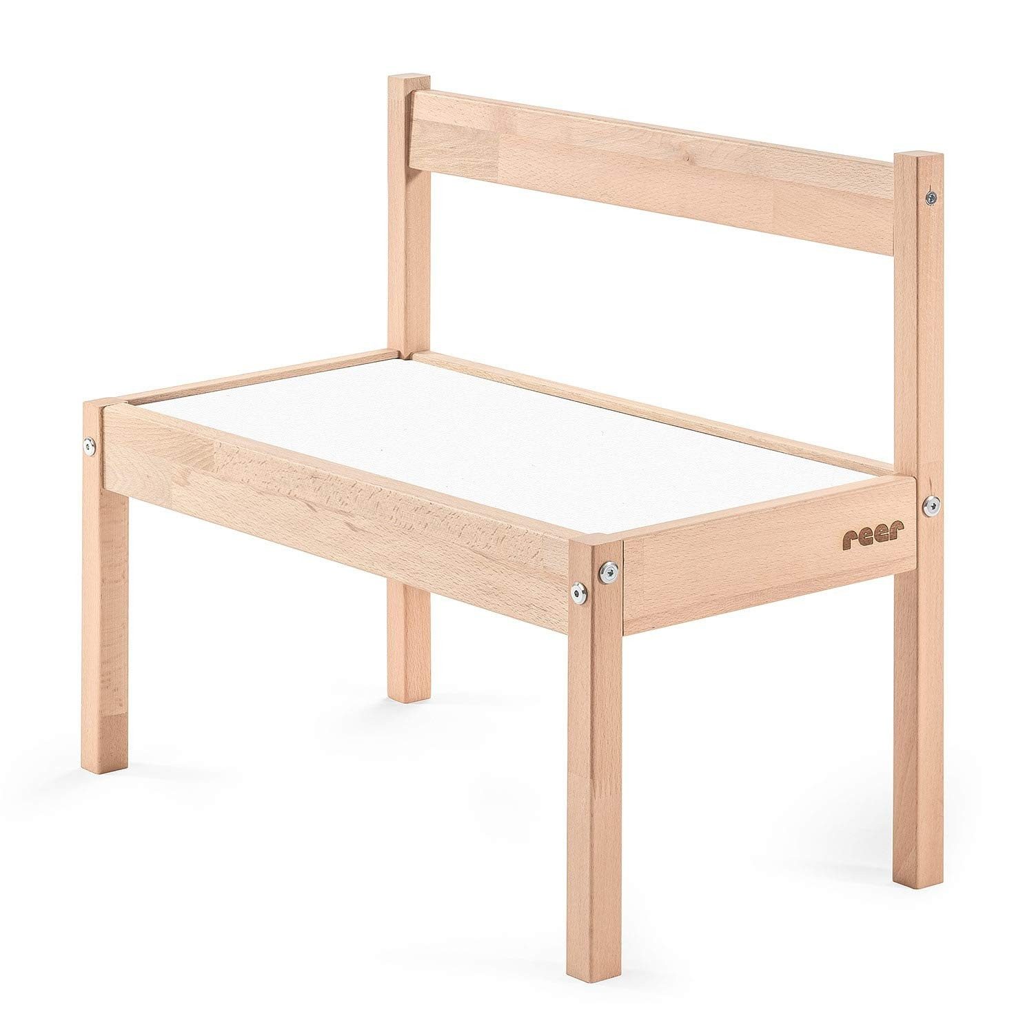 Reer Sitzbank Kinder Sitzbank Buche Weiß 2 Sitzplätze 28 cm Sitzhöhe Kinderbank (Stuhl), Holzbank Sitzbank Kinderzimmer Bank Gartenbank Kinderzimmer Stühlen