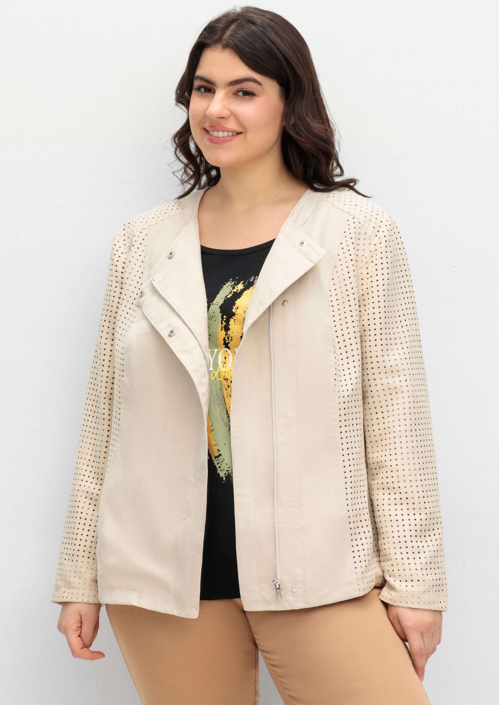 Sieh an! Allwetterjacke Lederimitat-Jacke Langarm günstig online kaufen