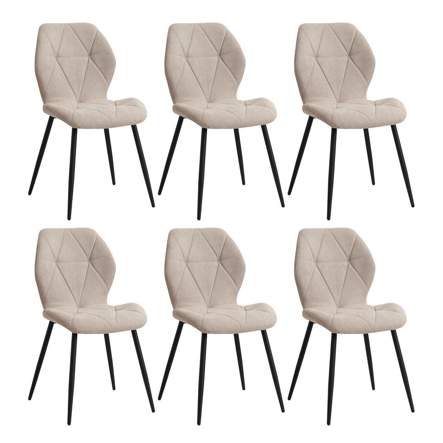 LuxusKollektion Esszimmerstuhl Esszimmerstühle 6er Set gepolstert Metallbeine Beige 6er set