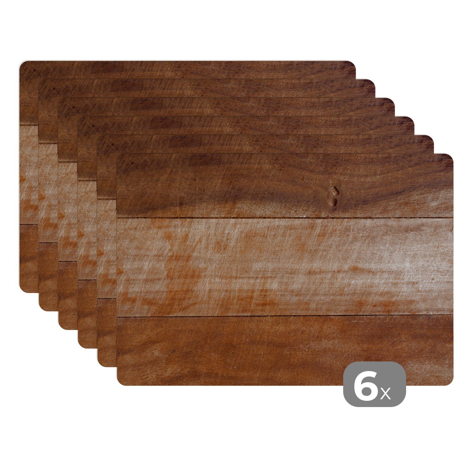 Platzset Ein Bild eines gebrauchten Holzschneidebretts mit verschiedenen