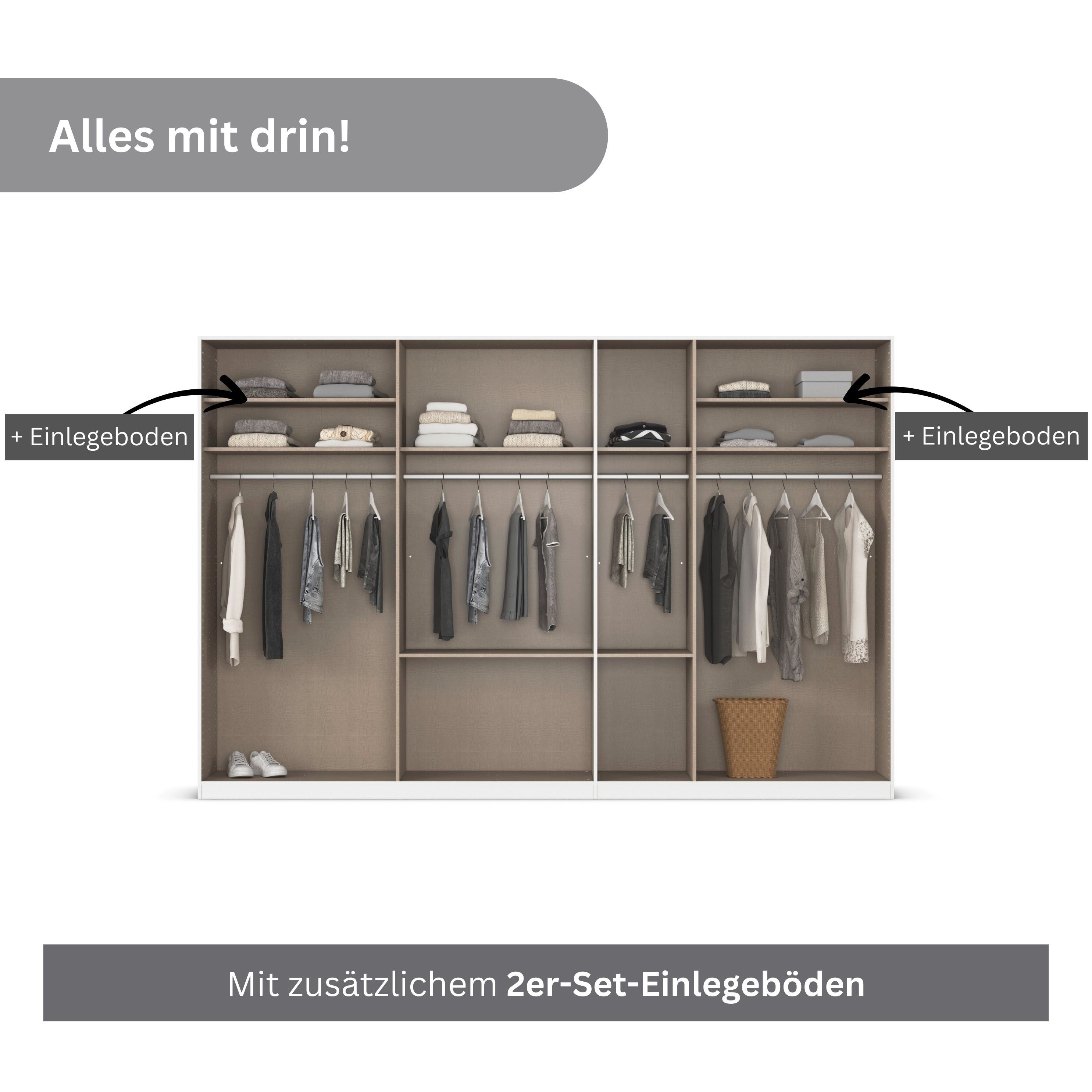 OTTO home Drehtürenschrank Kleiderschrank Schrank Garderobe AGORDO mit Dekor- oder Hochglanzfront (in zwei Griff-Farben, Breiten 91-360 cm) mit Außenschubkästen, in 7 Breiten und 2 Höhen MADE IN GERMANY