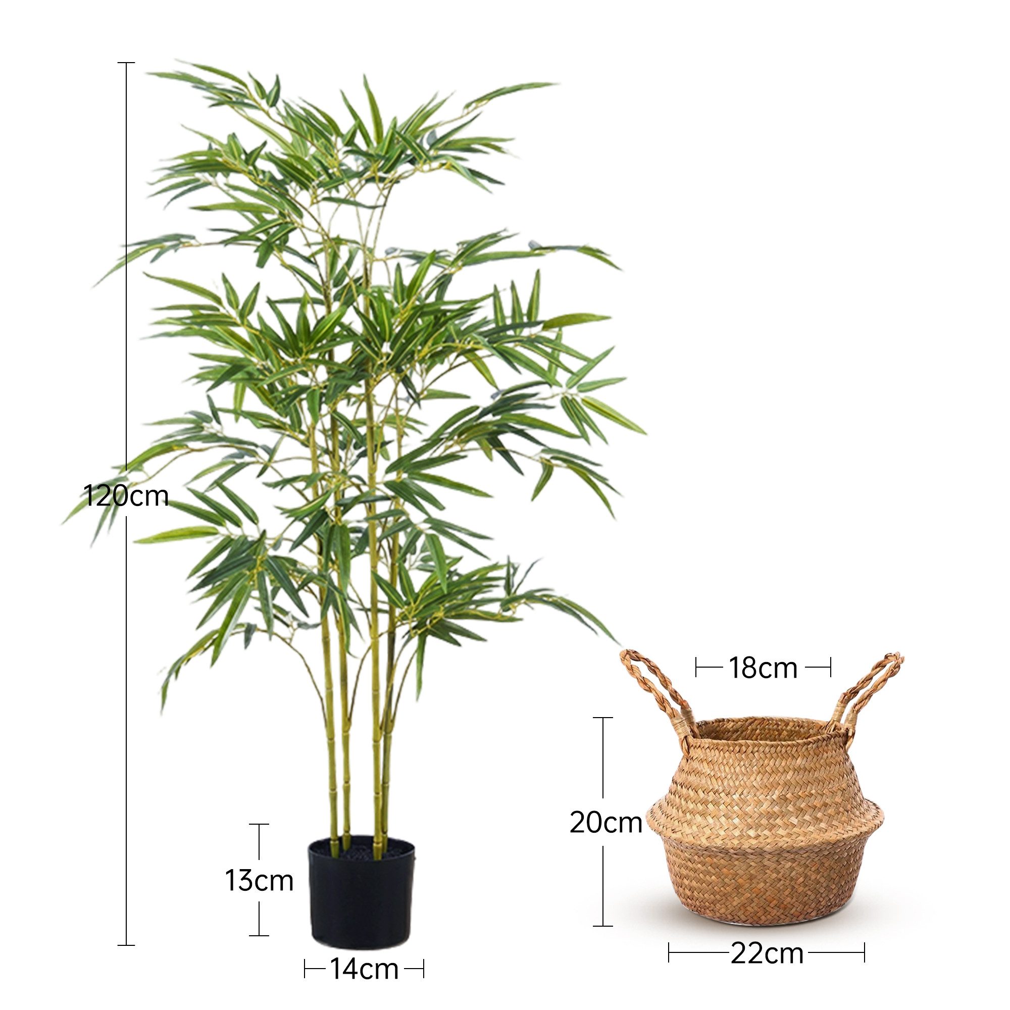 Kunstbaum Kunstpflanze groß Bambus Künstliche Pflanze, Höhe 120 cm/150 cm, SEHAUSEU, Höhe 120 cm, wie echt – Bild 2 von 5