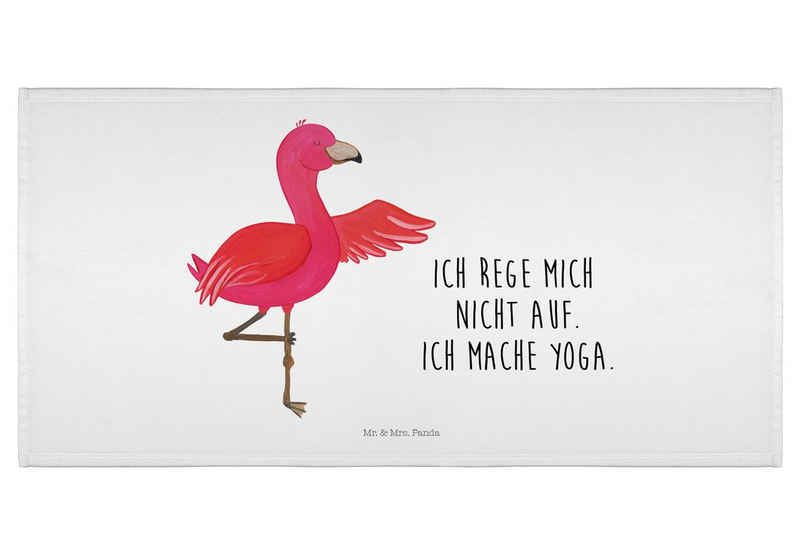 Mr. & Mrs. Panda Handtuch Flamingo Yoga - Weiß - Geschenk, Entspannung, Yogi, Badezimmer, Yoga-, (1-St), Kuscheliger Begleiter