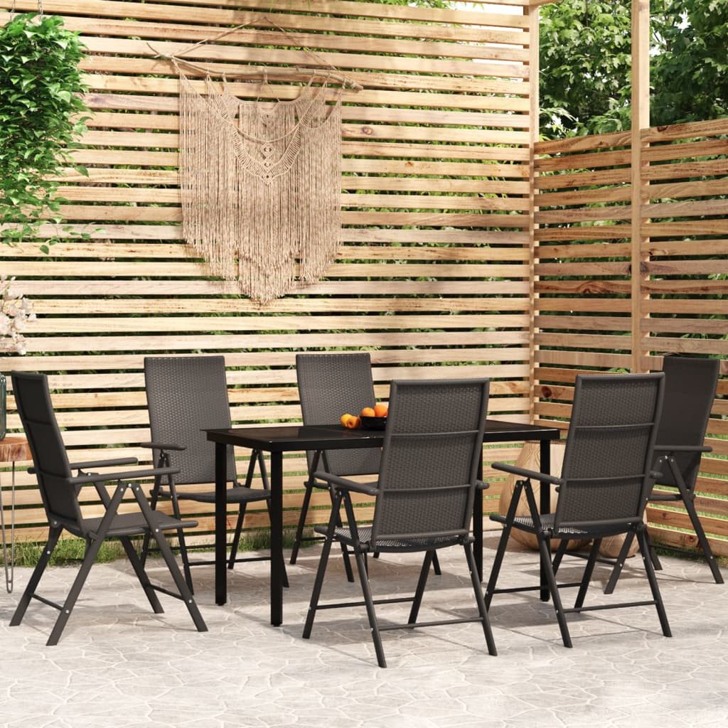 vidaXL Garten-Essgruppe 140 cm Tischlnge 7-tlg Garten-Essgruppe Schwarz Sitzgruppe Set Sitzgru