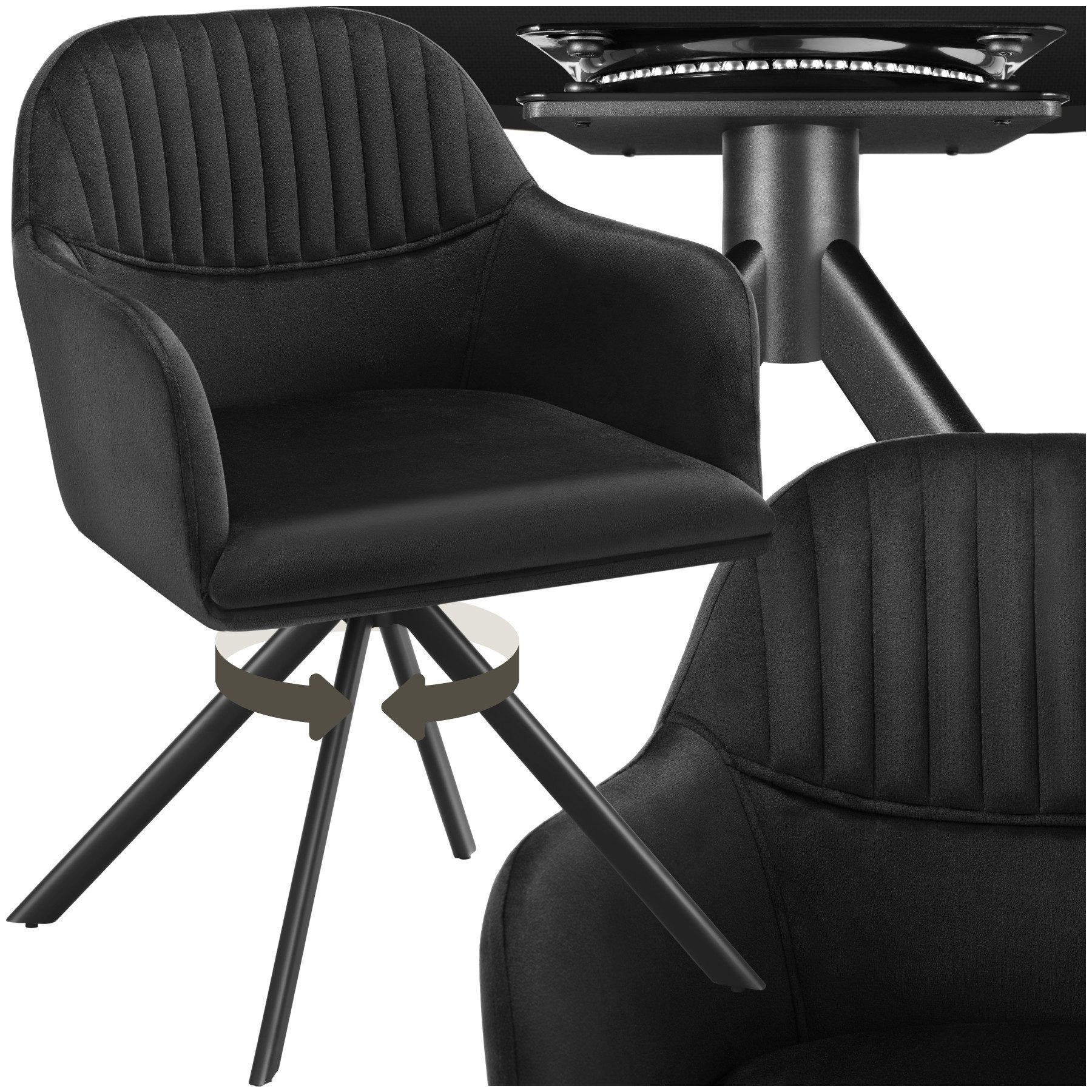 tectake Esszimmerstuhl Samt-Drehstuhl (Set, 1 St), günstig online kaufen