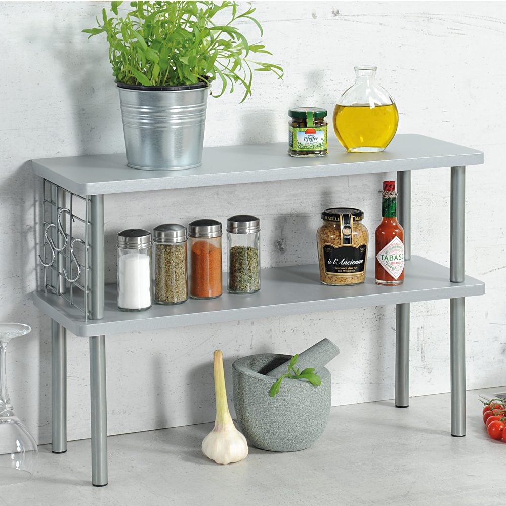 KESPER® Küchenregal mit 2 Ebenen, FSC, 1-tlg., inkl. Harken für z.B. Scheren...
