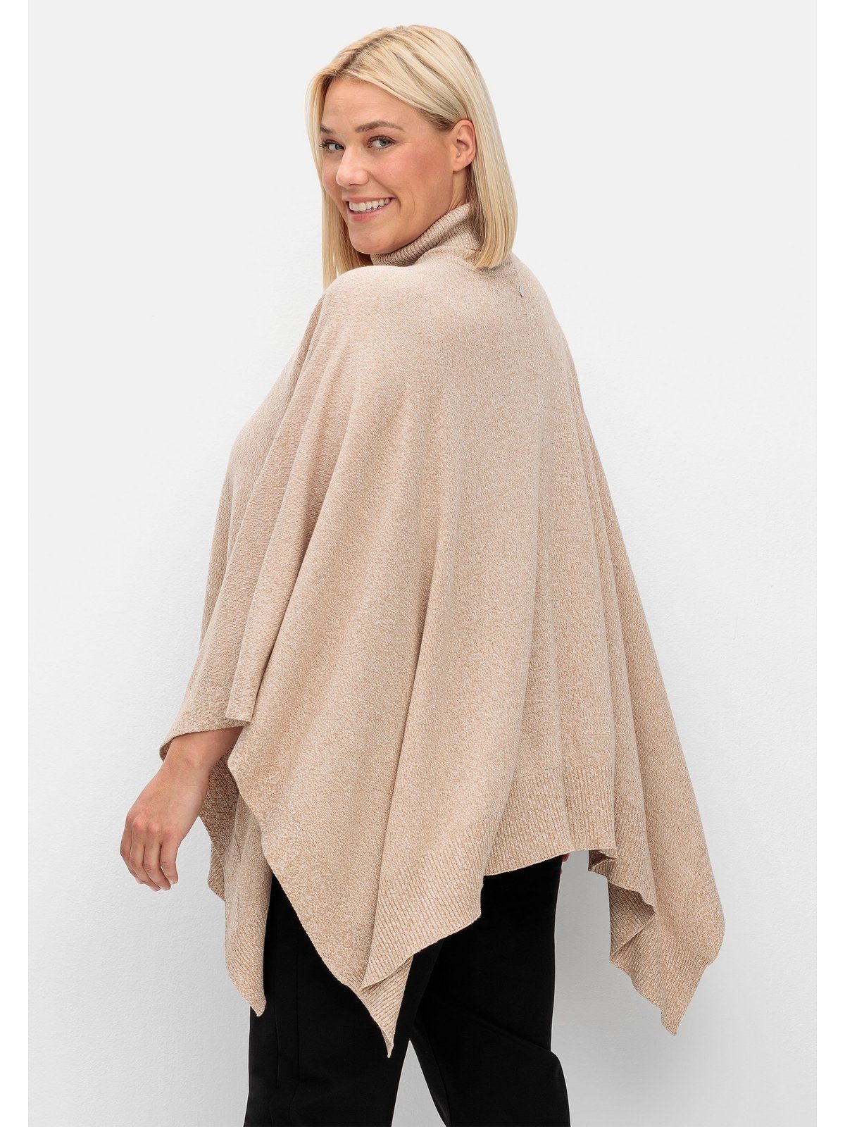 Sheego Strickponcho Große quadratischer Größen in mit Form Rollkragen