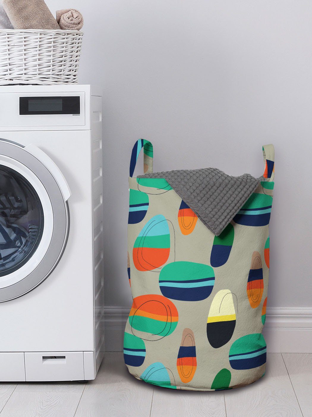 Abakuhaus Elemente Wäschesäckchen Abstrakte zufällige Kordelzugverschluss Wäschekorb Waschsalons, Griffen mit für Geometrie