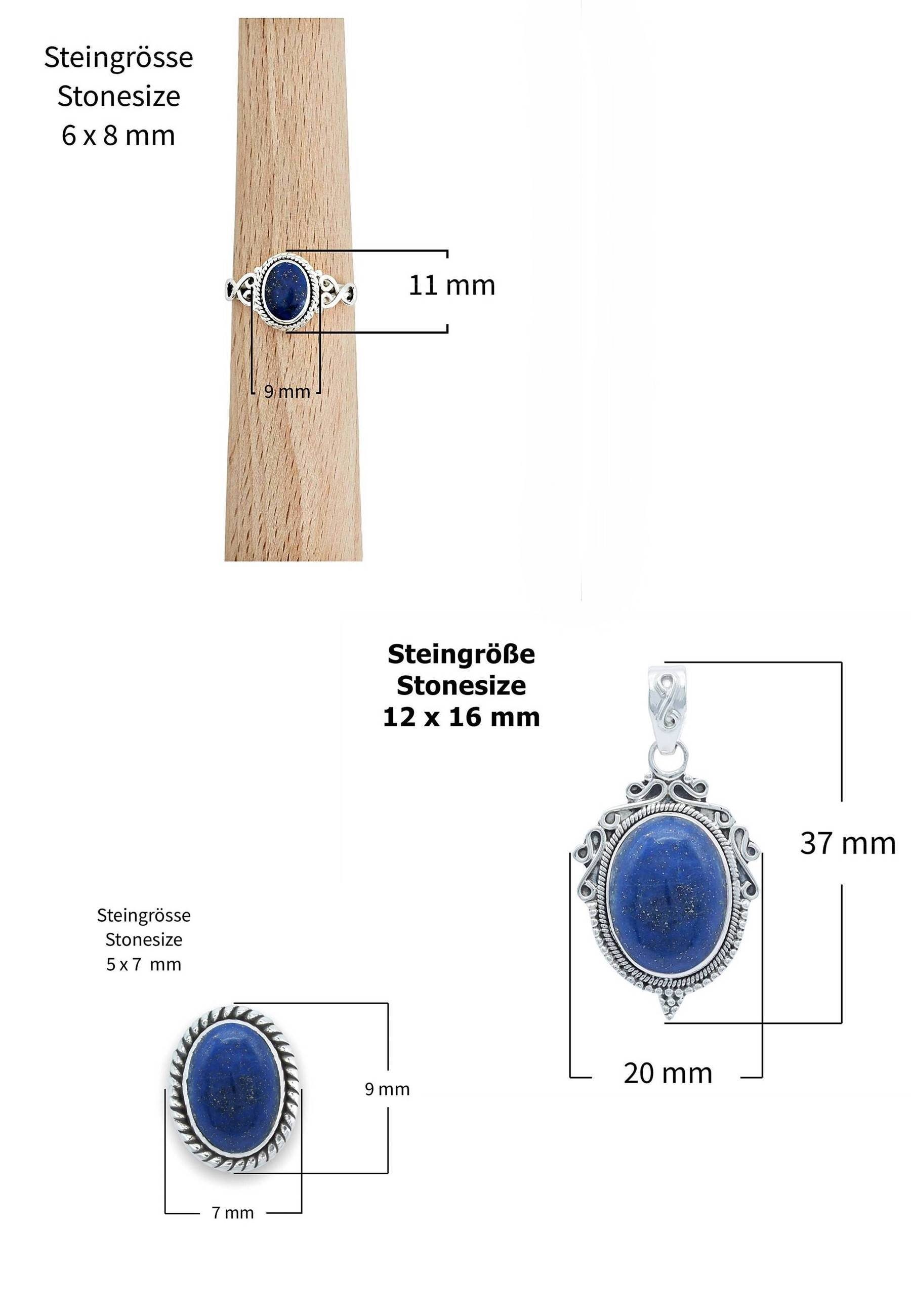 mantraroma Schmuckset 925er Silber mit Silber) Lazuli Lapis aus (Schmuckset 925